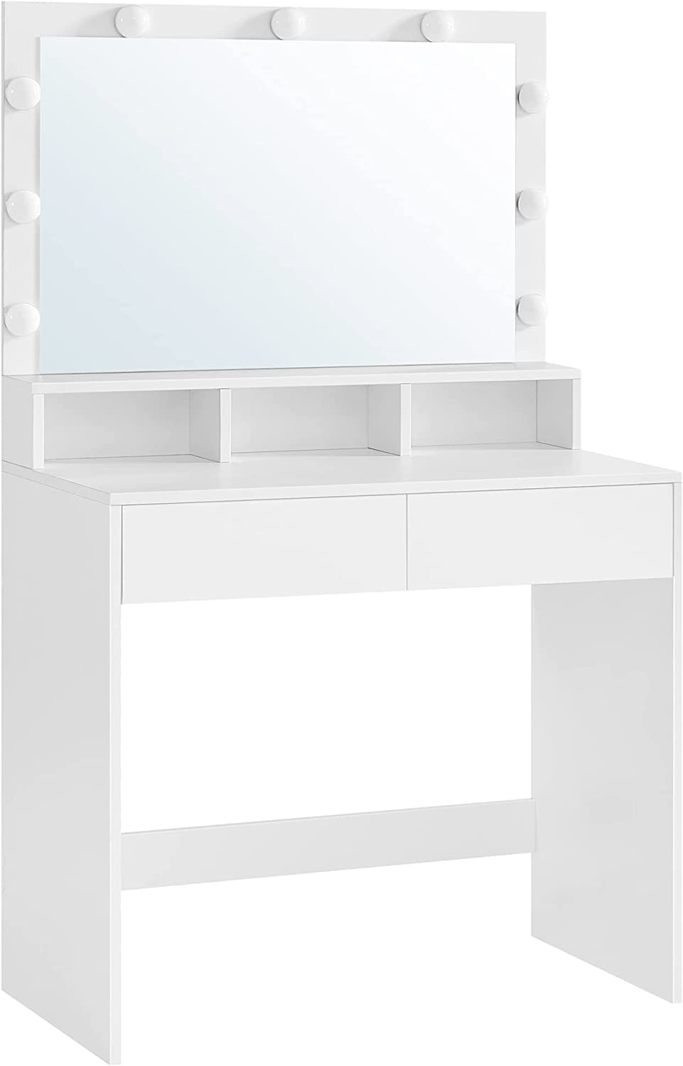 Dressing Table Songmics white chipboard 2 drawers with backlight
