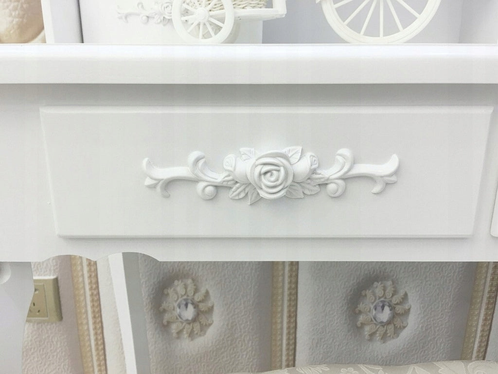 Dressing Table cosmetic white MDF with swivel mirror and stool, 4 drawers Furniture color white