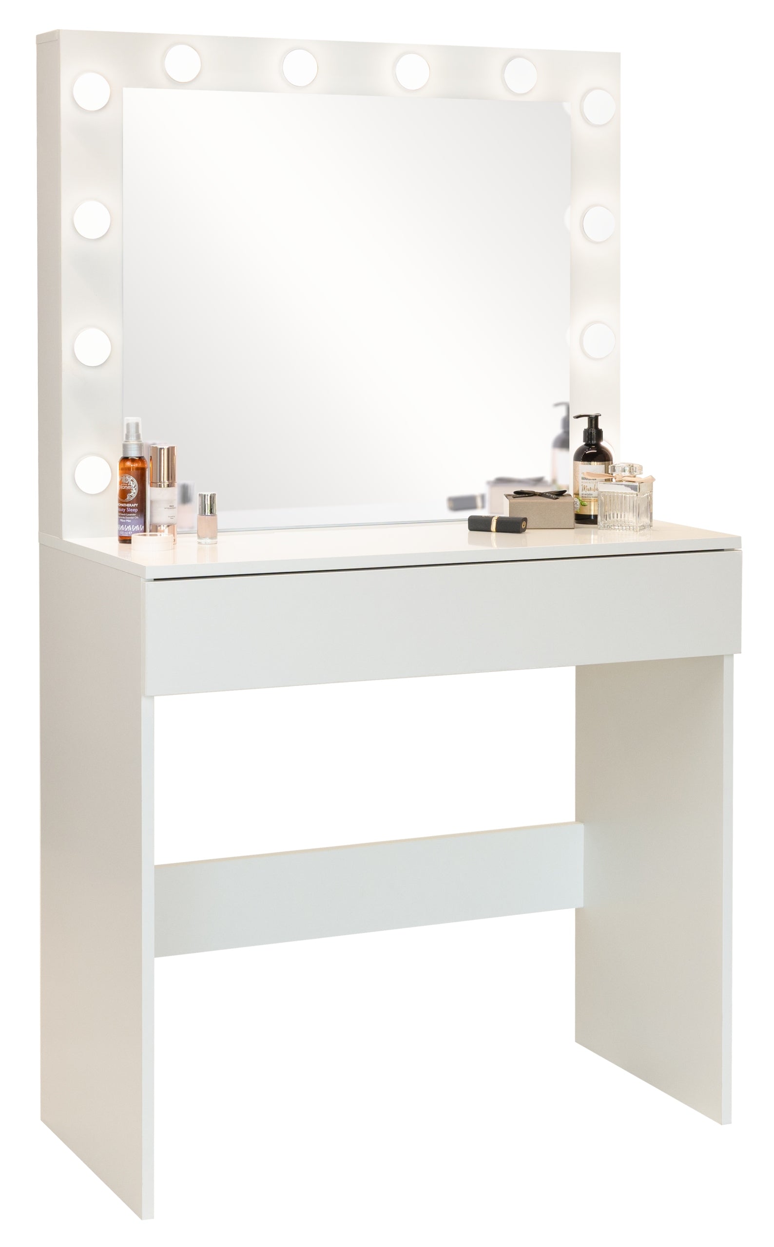 Dressing Table cosmetic with large mirror for makeup white 12xLED FUNFIT Furniture height 140.5 cm