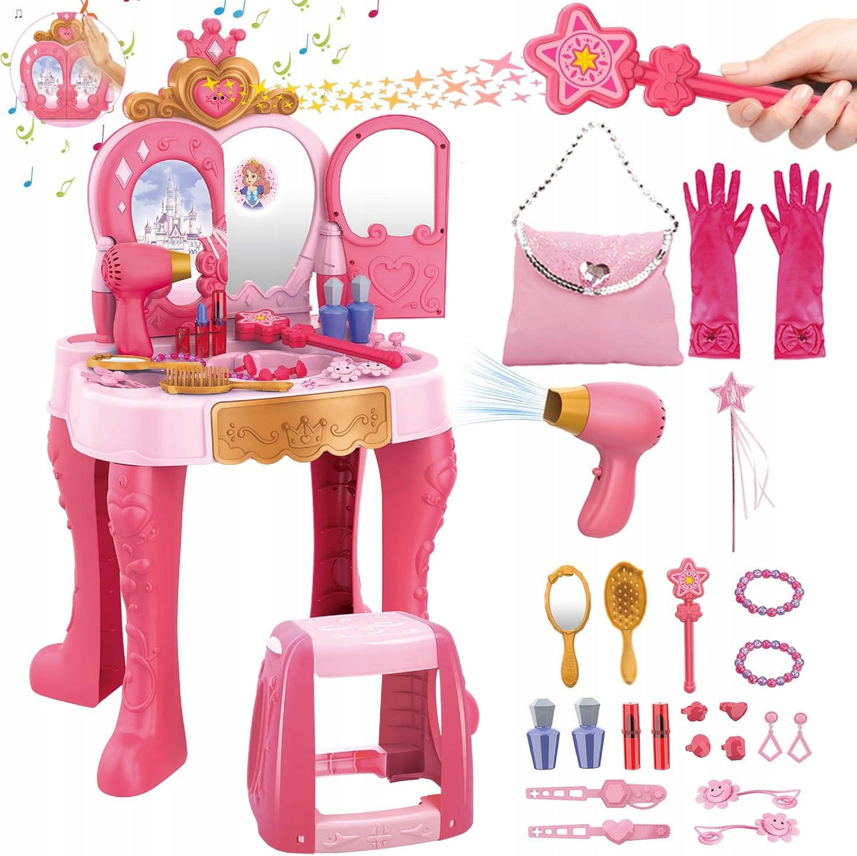 Dressing Table for Girls 3+ Mirror Magic Wand Sound Interactive