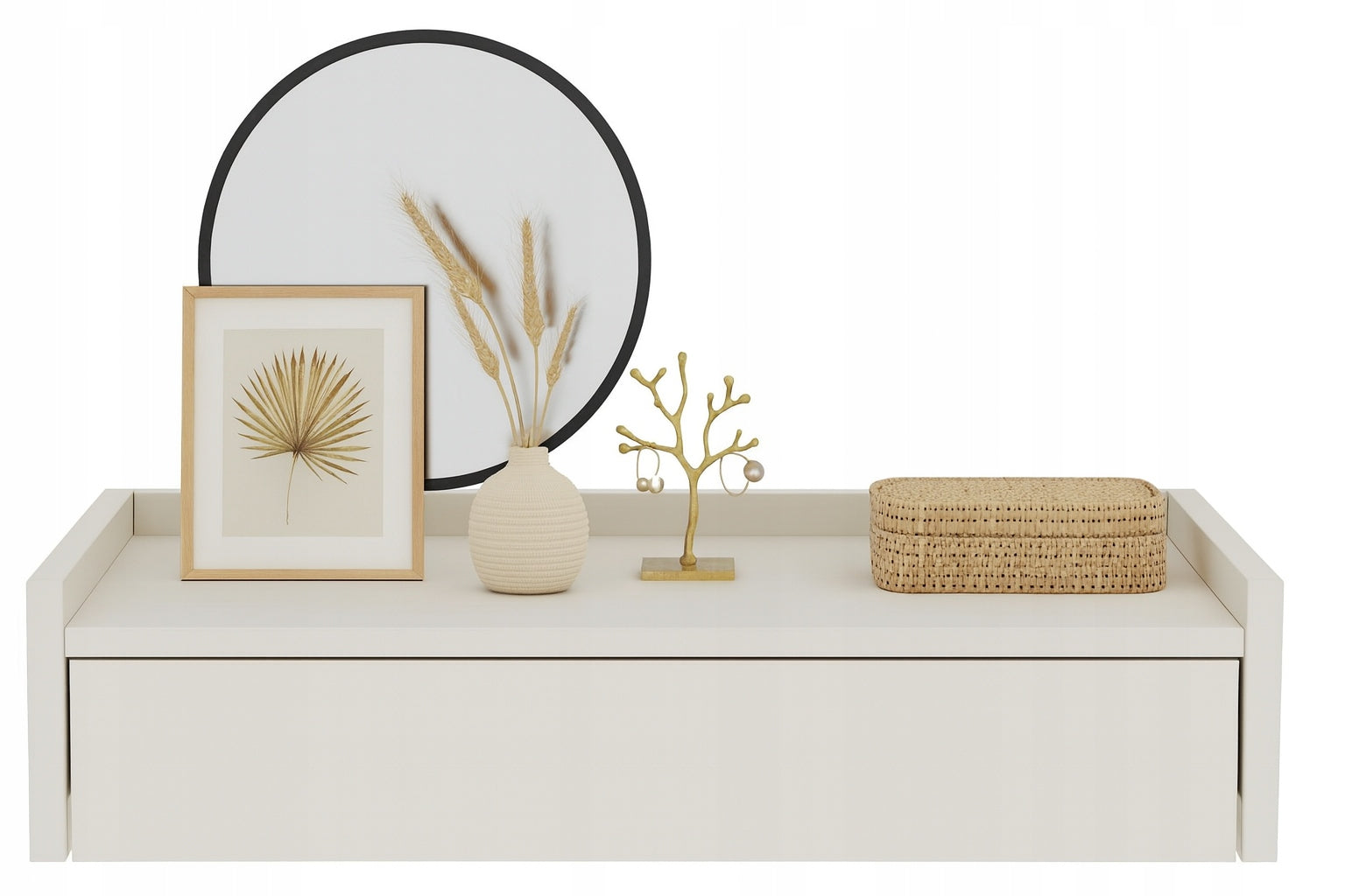 Dressing Table hanging console NUVIA 75 cashmere drawer suspended