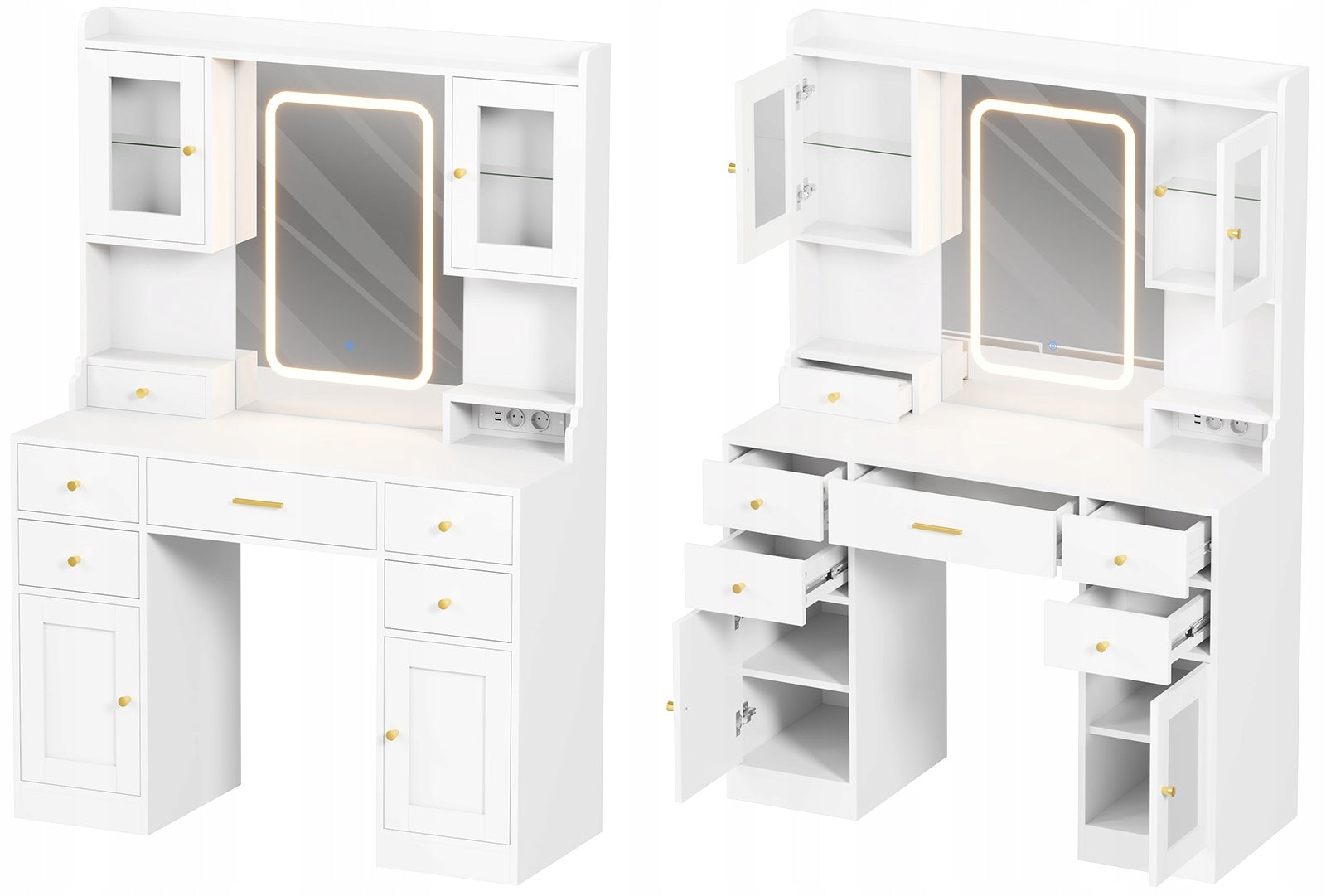 Dressing Table with LED mirror with cosmetic cabinet with makeup lighting Brand no brand