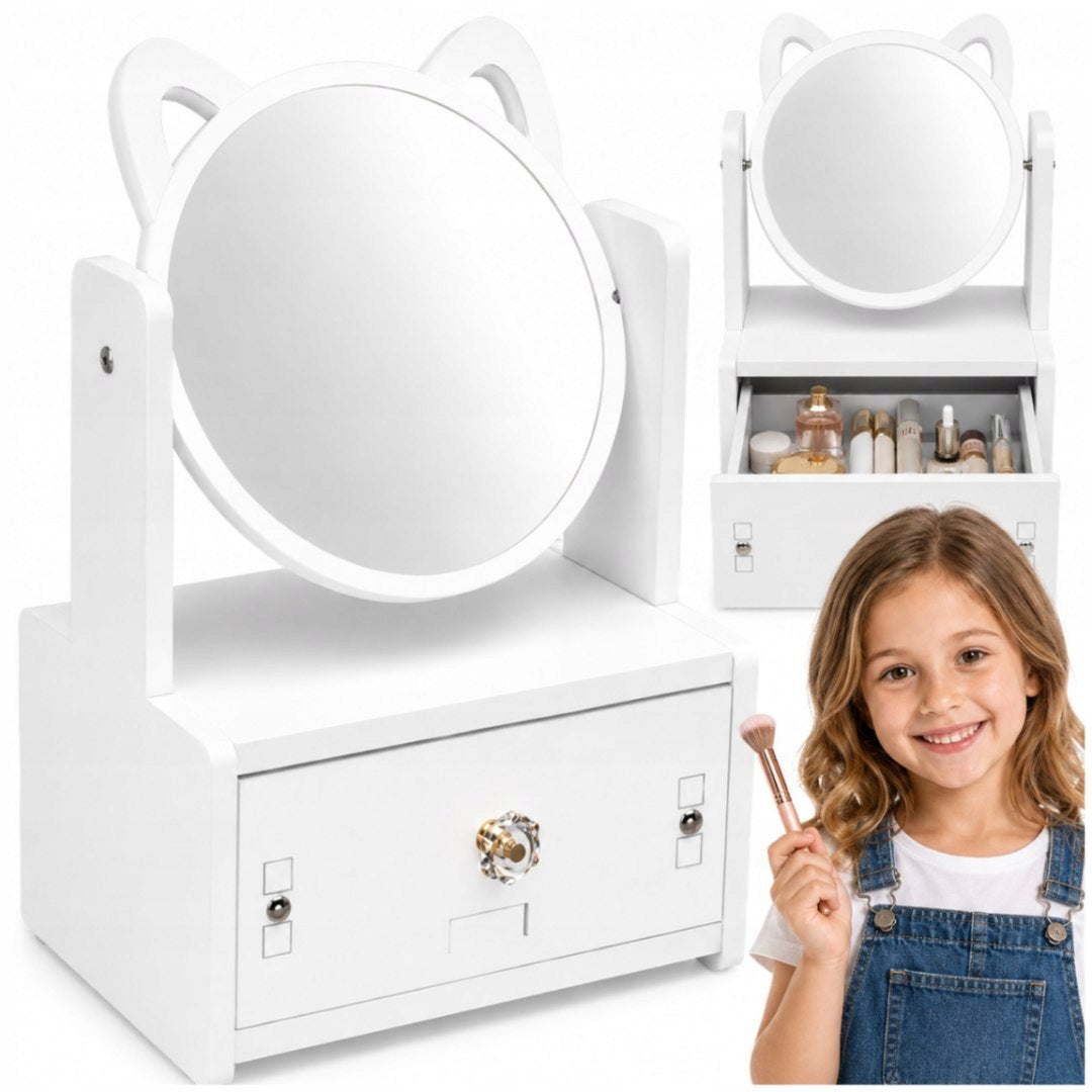 Dressing Table with Mirror Organizer for Cosmetics for Children and Adults White 27x1