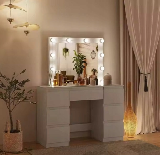 Dressing Table with mirror LED SCANDI 08 Scandinavian Furniture color white