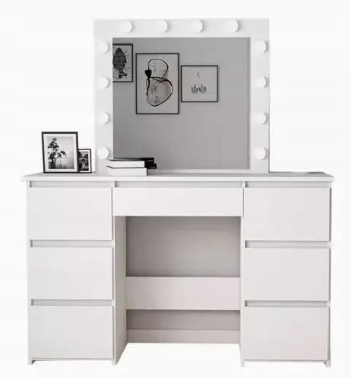 Dressing Table with mirror LED SCANDI 08 Scandinavian Furniture width 132 cm