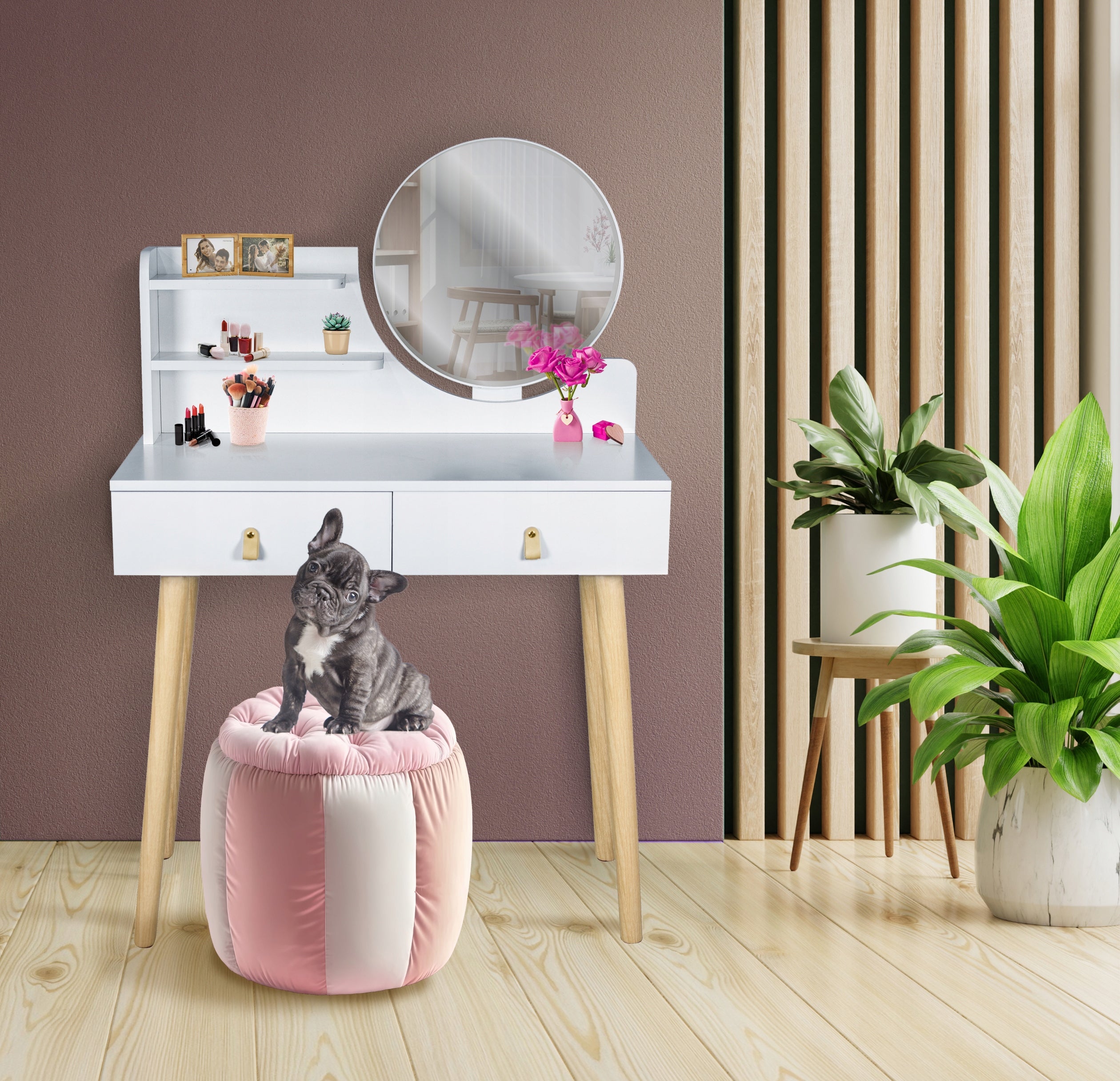 Dressing Table with mirror SCANDI cosmetic Scandinavian Furniture height 122 cm
