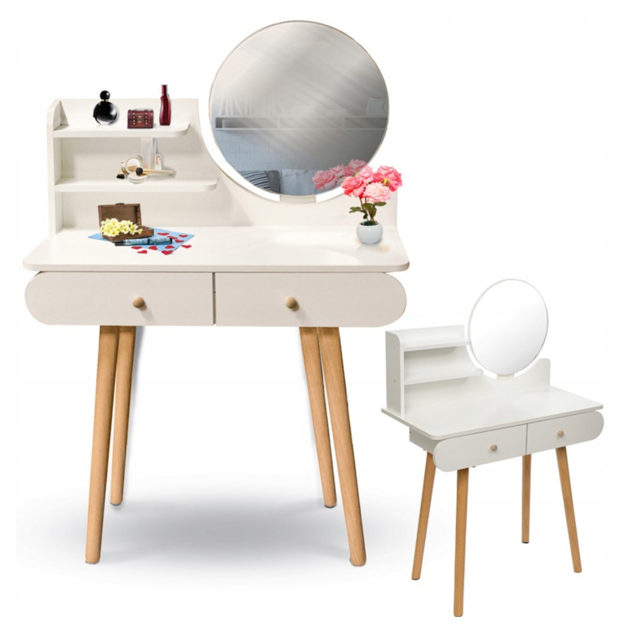 Dressing Table with mirror SCANDI cosmetic Scandinavian white