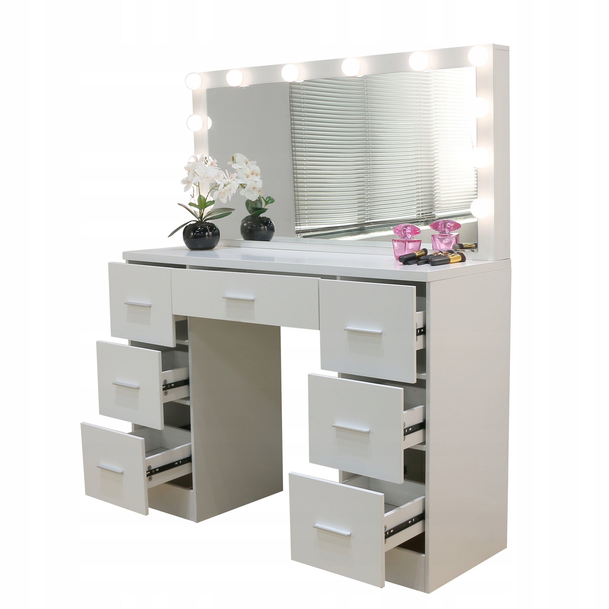 Dressing Table with mirror cosmetic DESK 12 LED for makeup TL08/BL808 WHITE Furniture color white