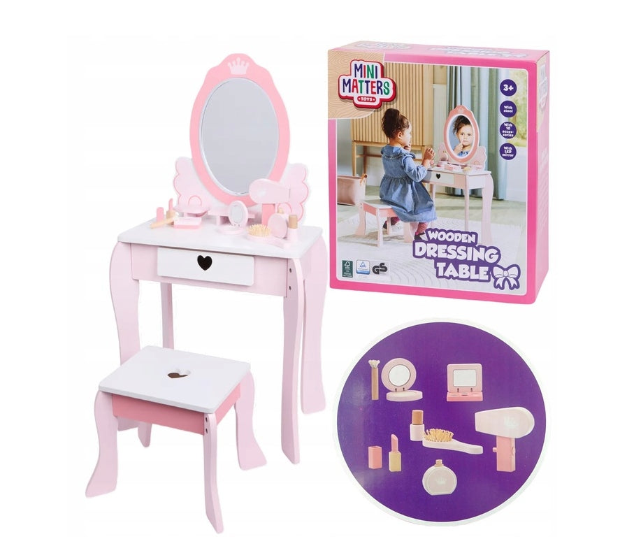 Dressing table LED MIRROR and STOOL + WOODEN ACCESSORIES Packaging status original