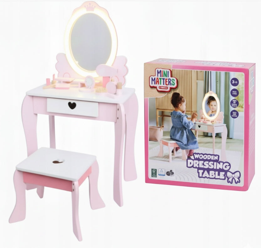 Dressing table LED MIRROR and STOOL + WOODEN ACCESSORIES