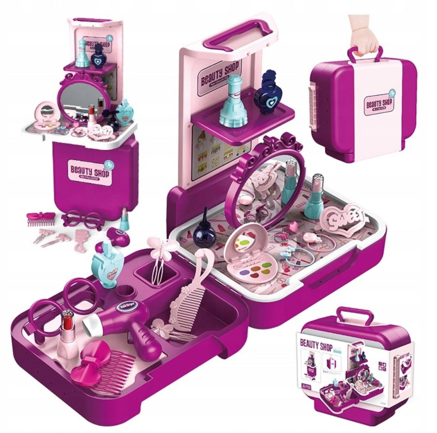 Dressing table for girls suitcase 3in1 pretend cosmetics accessories mirror