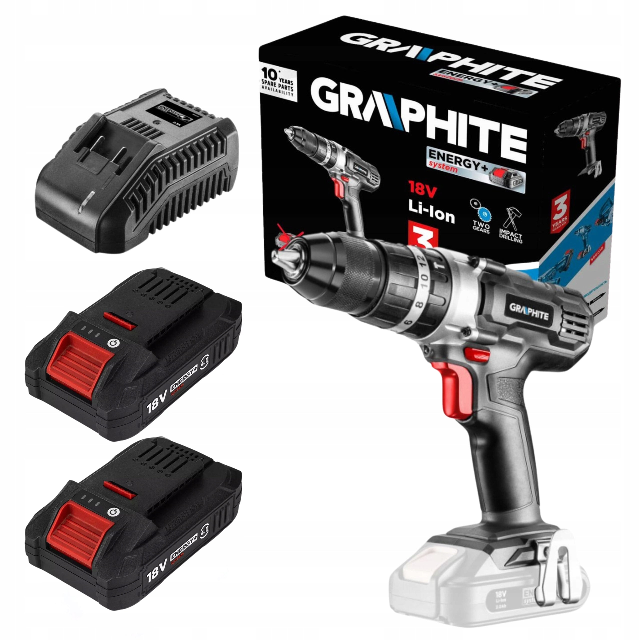 Drill Cordless Impact Screwdriver + 2x 4Ah Battery + Charger