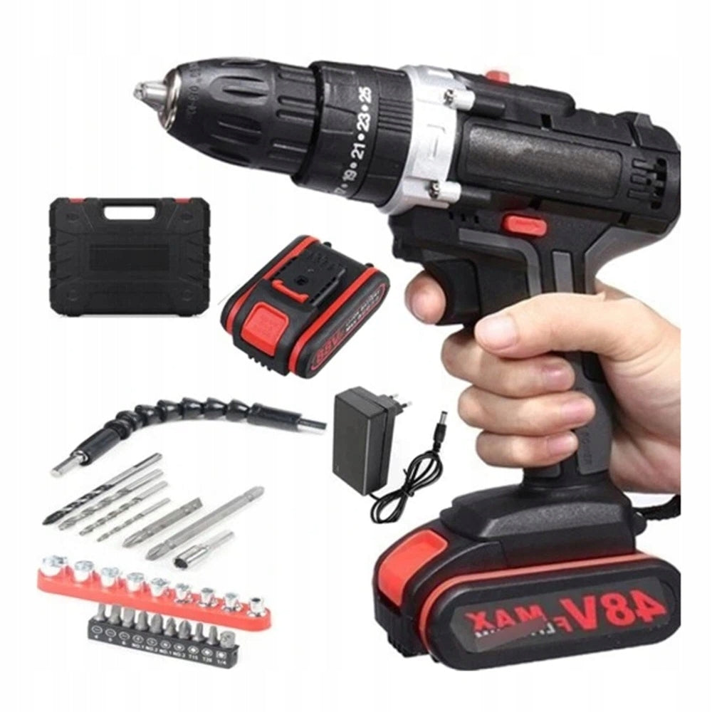 Drill Screwdriver 48V 2batteries 1450rpmBit Drill Bits Suitcase SET