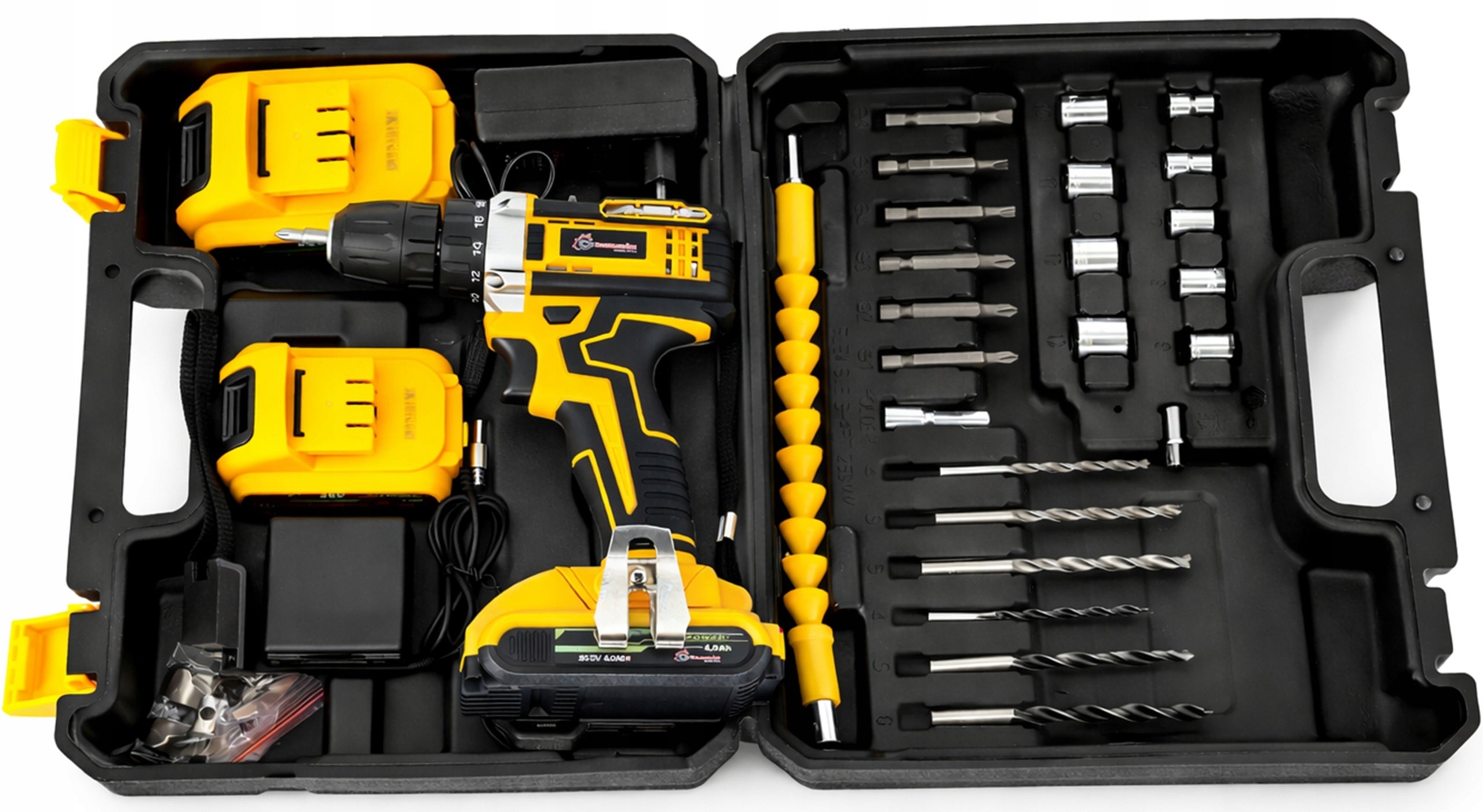 Drill Screwdriver CORDLESS SUITCASE 2xAKU 36V bits cap Yellow