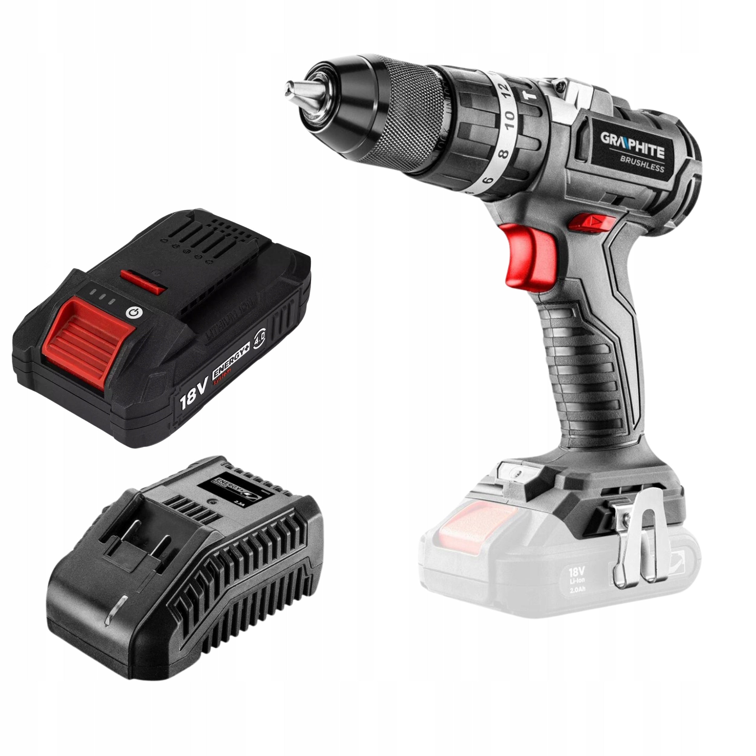Drilling Machine Impact Brushless + Battery 4Ah+ Charger GRAPHITE