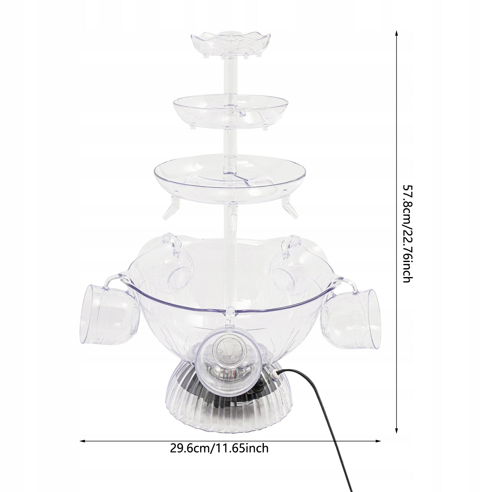 Drink Fountain, Punch Bowl Drink Tower for Parties, with 5 Cups 220-240V Packaging status original