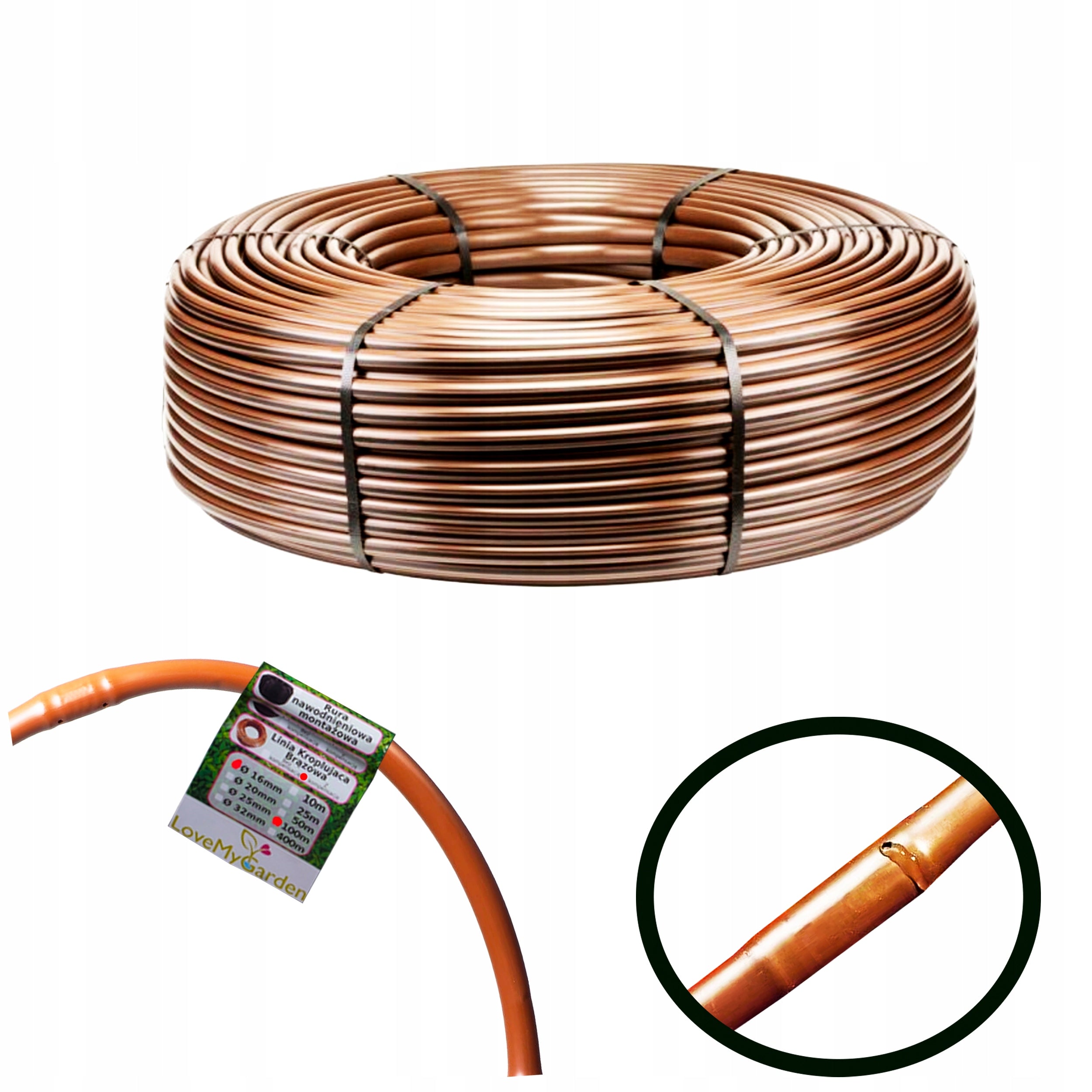 Drip Line 16mm 100m BROWN Compensation 33cm Super Efficient Droplet
