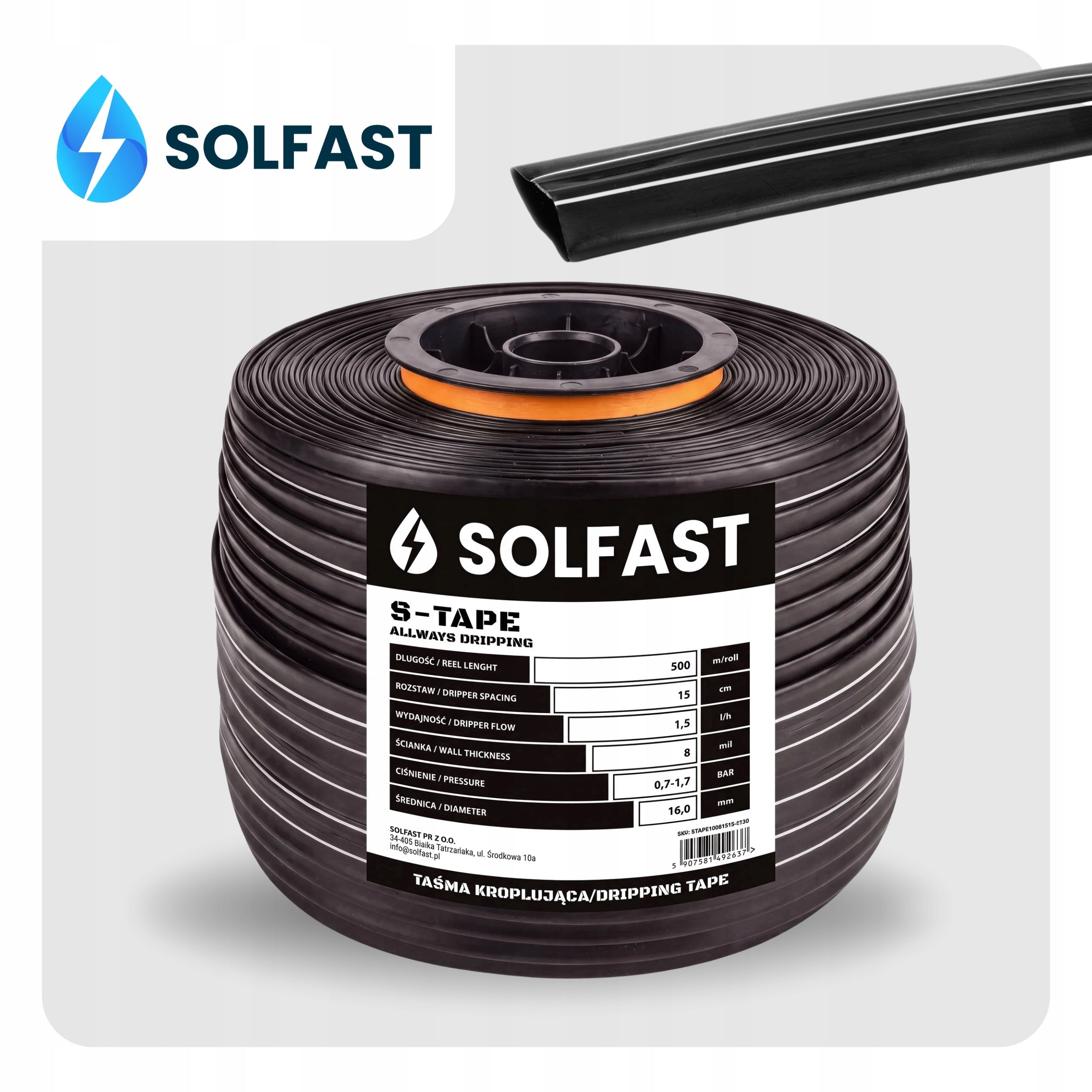 Drip Tape Drip Irrigation Hose Rope 1,5l/h 15cm 500m SOLFAST Packaging status original