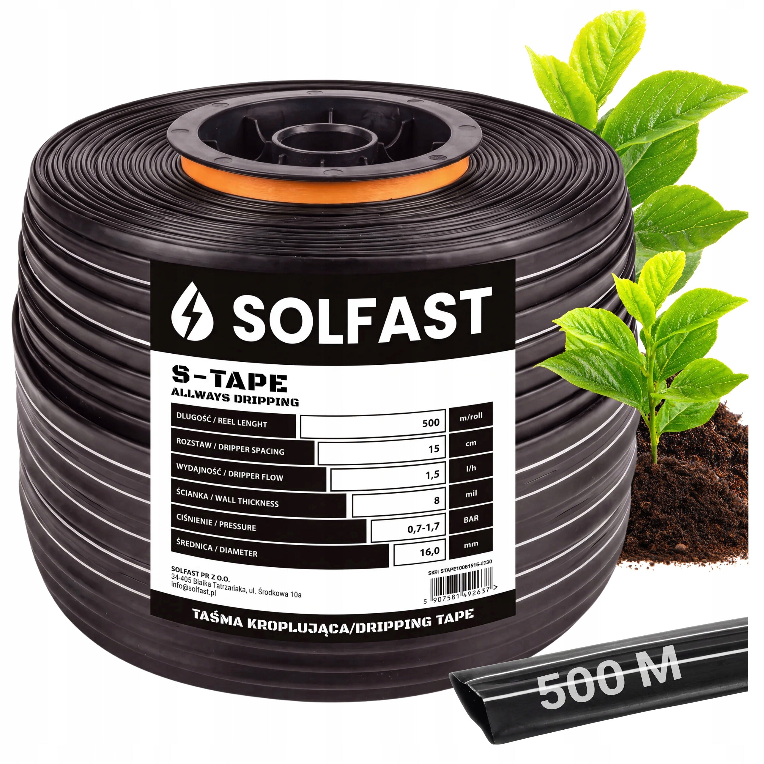 Drip Tape Drip Irrigation Hose Rope 1,5l/h 15cm 500m SOLFAST