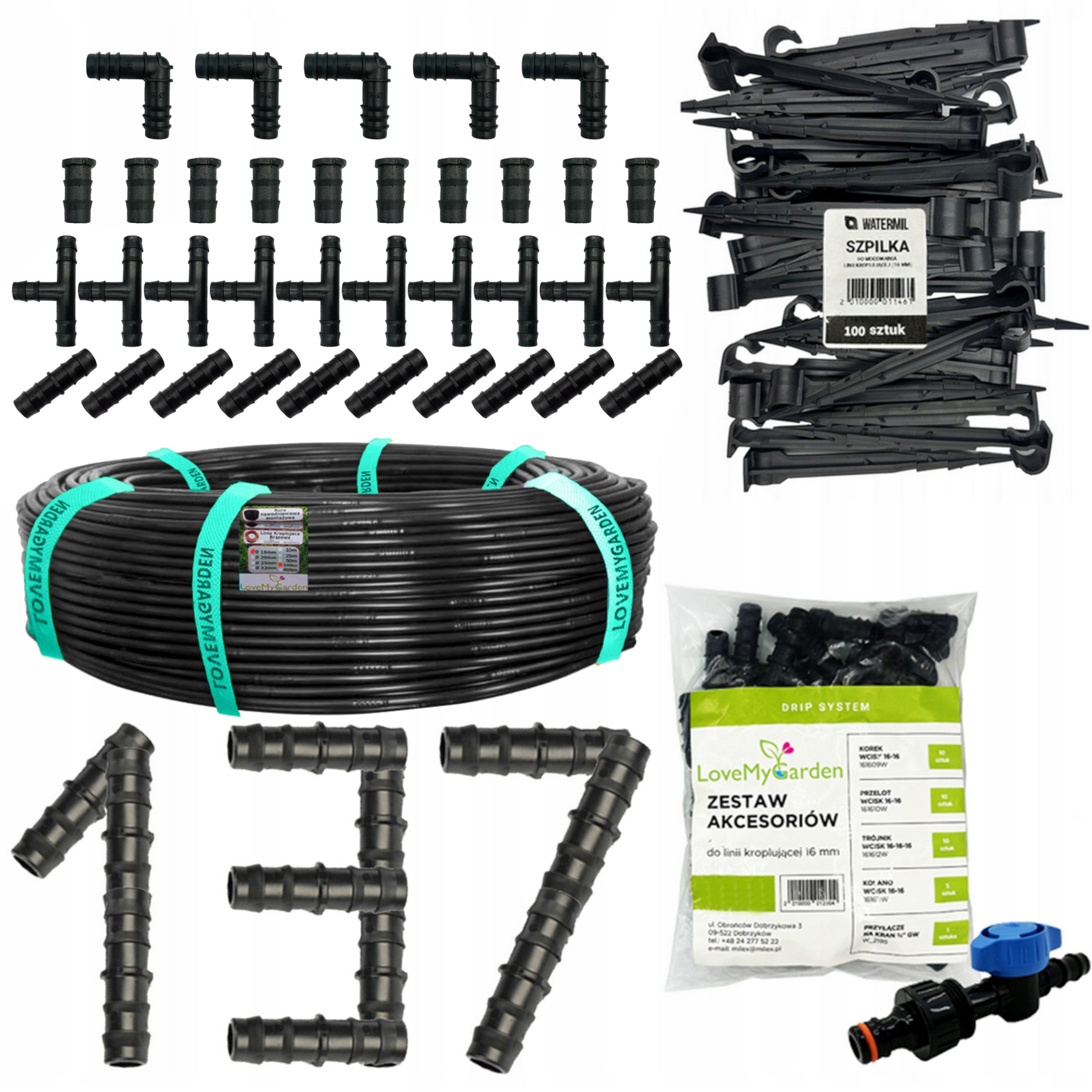 Drip line 16mm 100m with compensation 137 accessories XXL droplet hose
