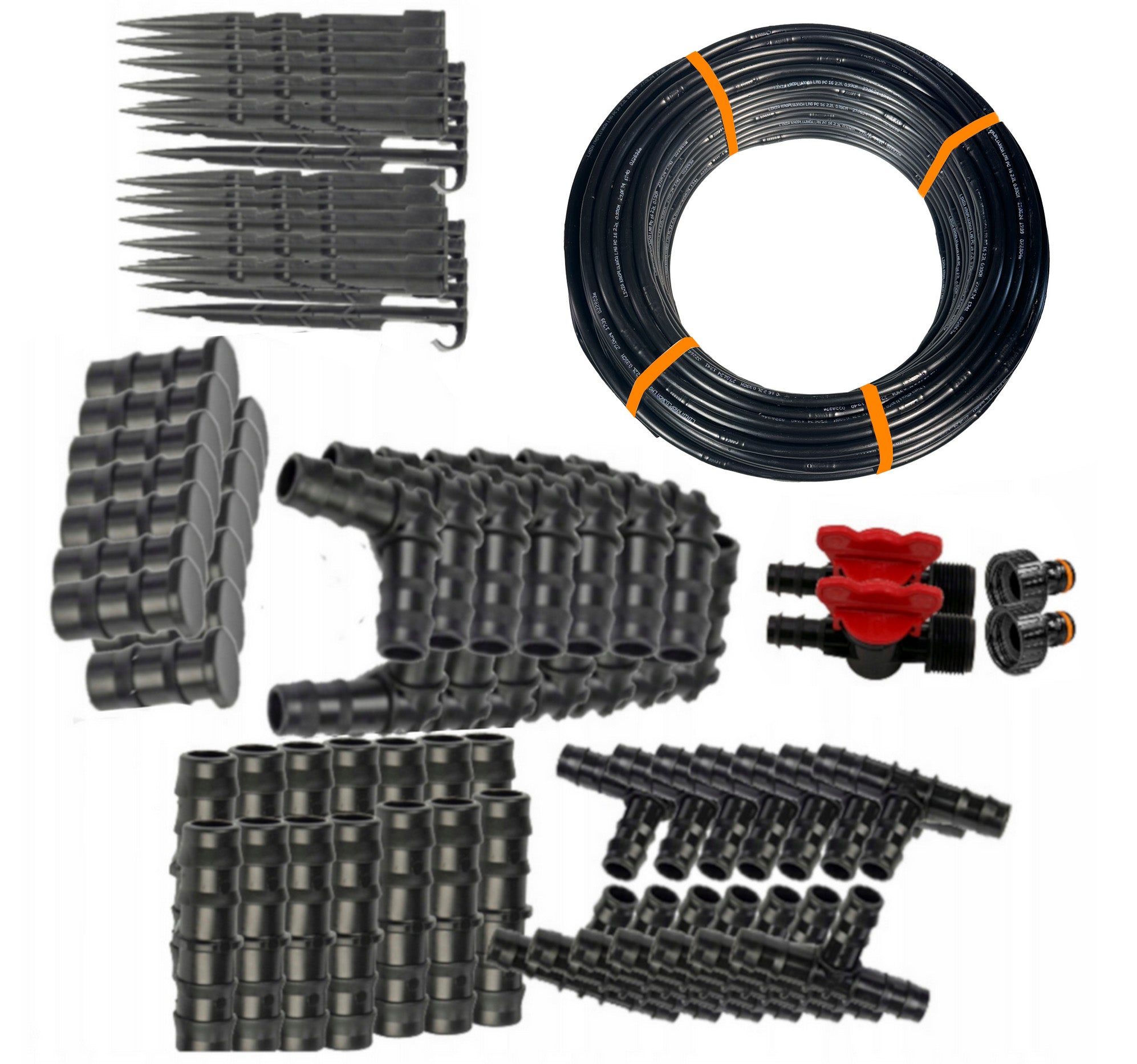 Drip line 16mm 30cm 100m with No Compensation Sweating + 174 accessories