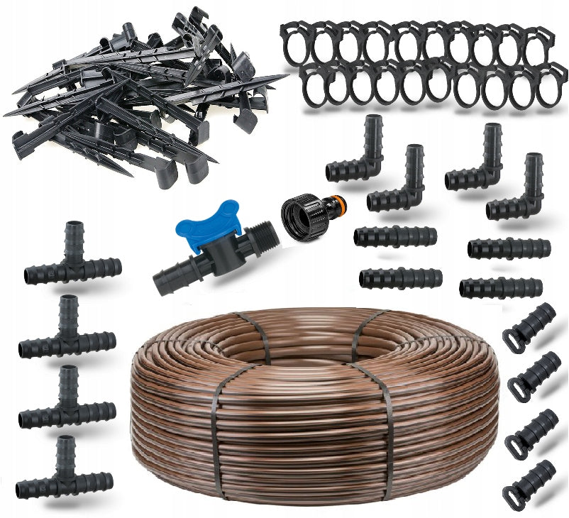Drip line 25m bronze with pressure compensation + set of 63 accessories