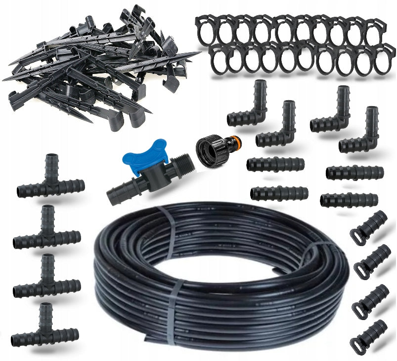 Drip line 25m drip irrigation + set of 63 accessories