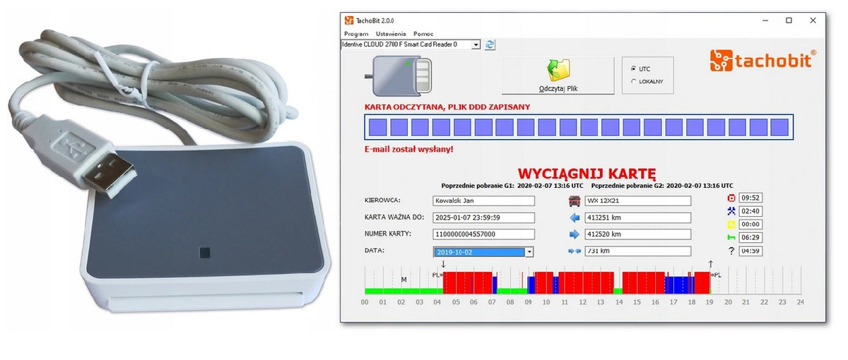 Driver card reader with TachoBit