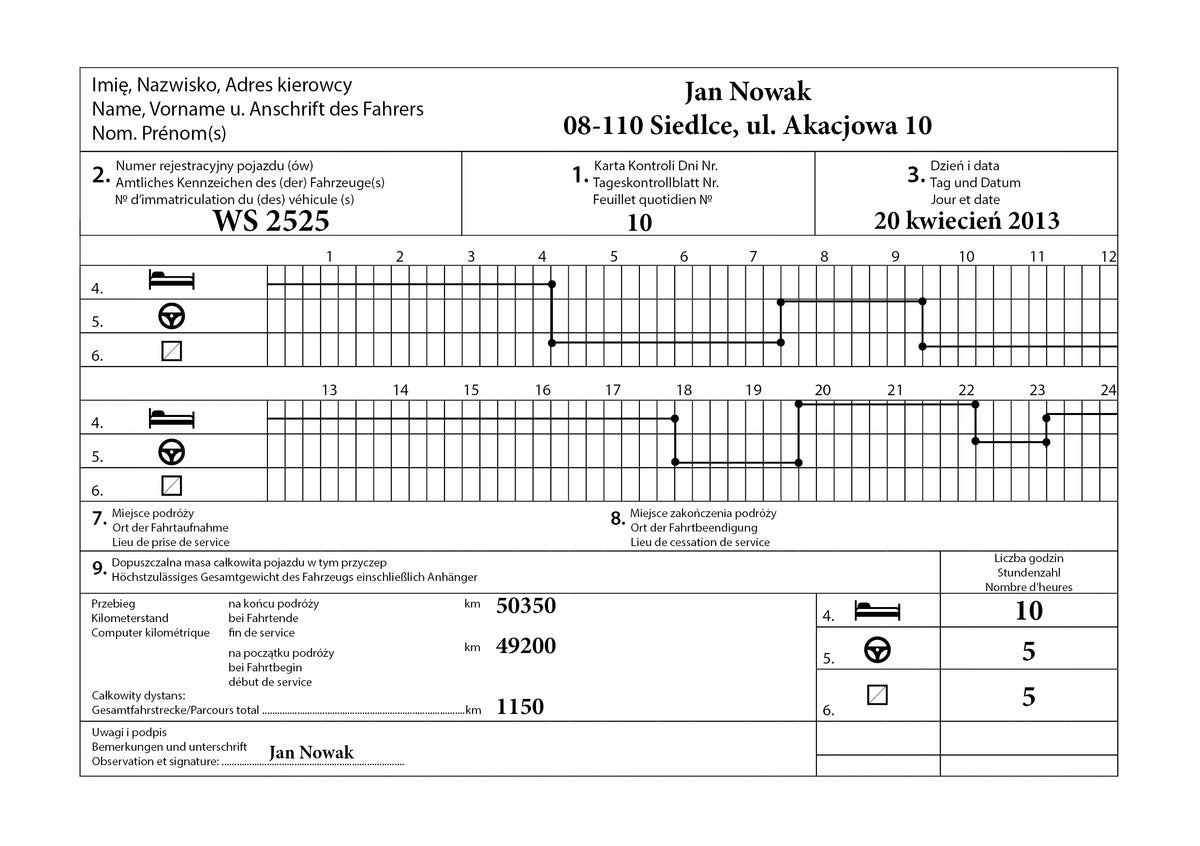 Driver's working time book KONTROLLBUCH - 10 pcs EAN (GTIN) 5906142912001