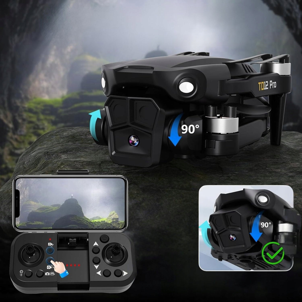 Drone Toladrone TD12Pro Mini RC HD Camera WiFi Brushless Motors Packaging status original
