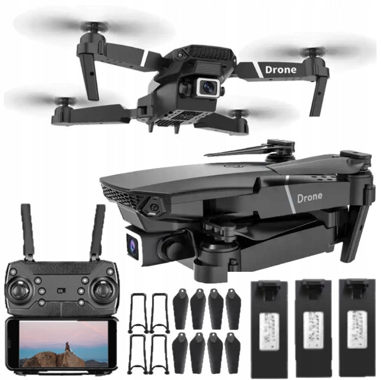 Drone with camera E88 remote controlled 1 battery range 100m flight time 45min Brand no brand