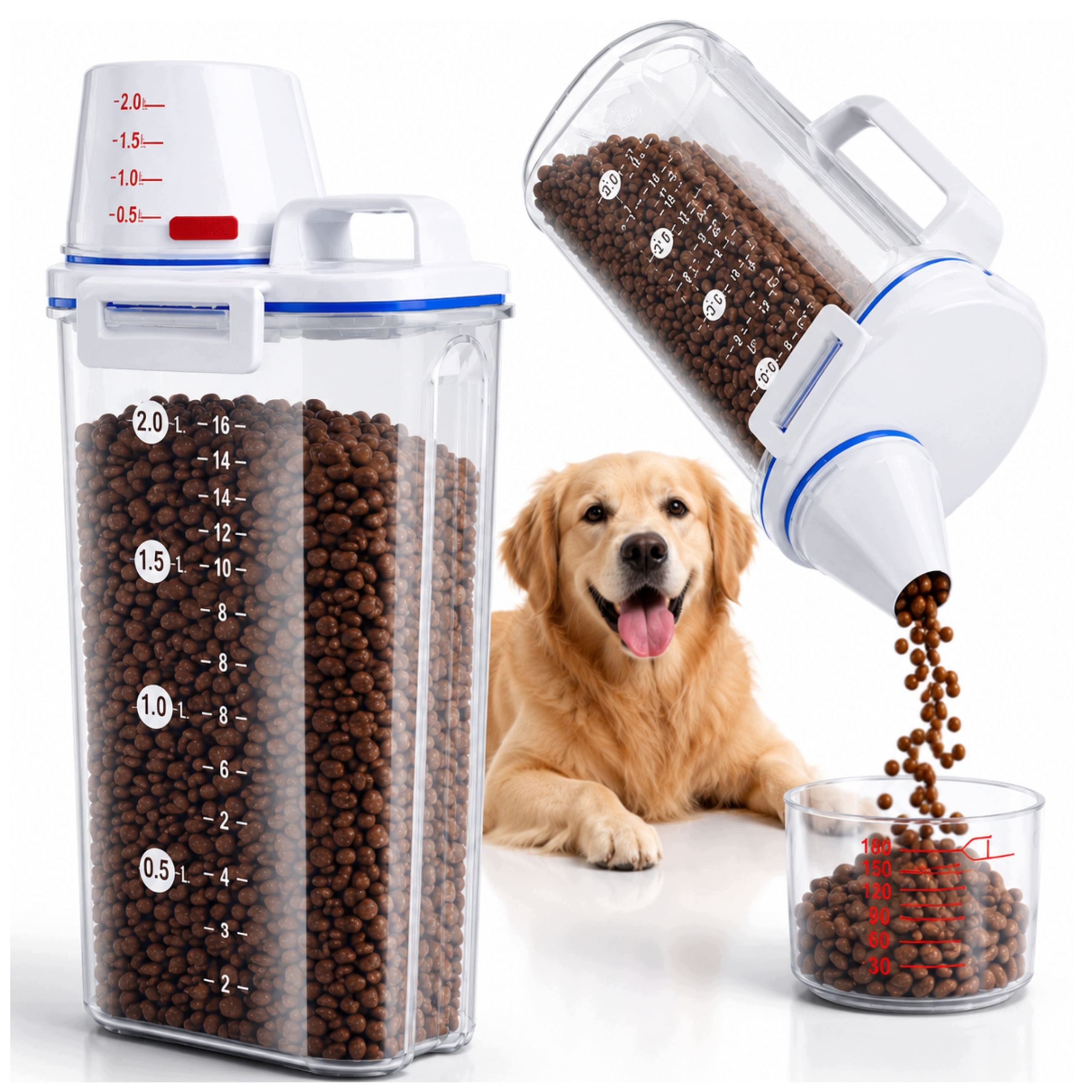 Dry Food Container 2 L Food Storage Bowl Lockable +Measure