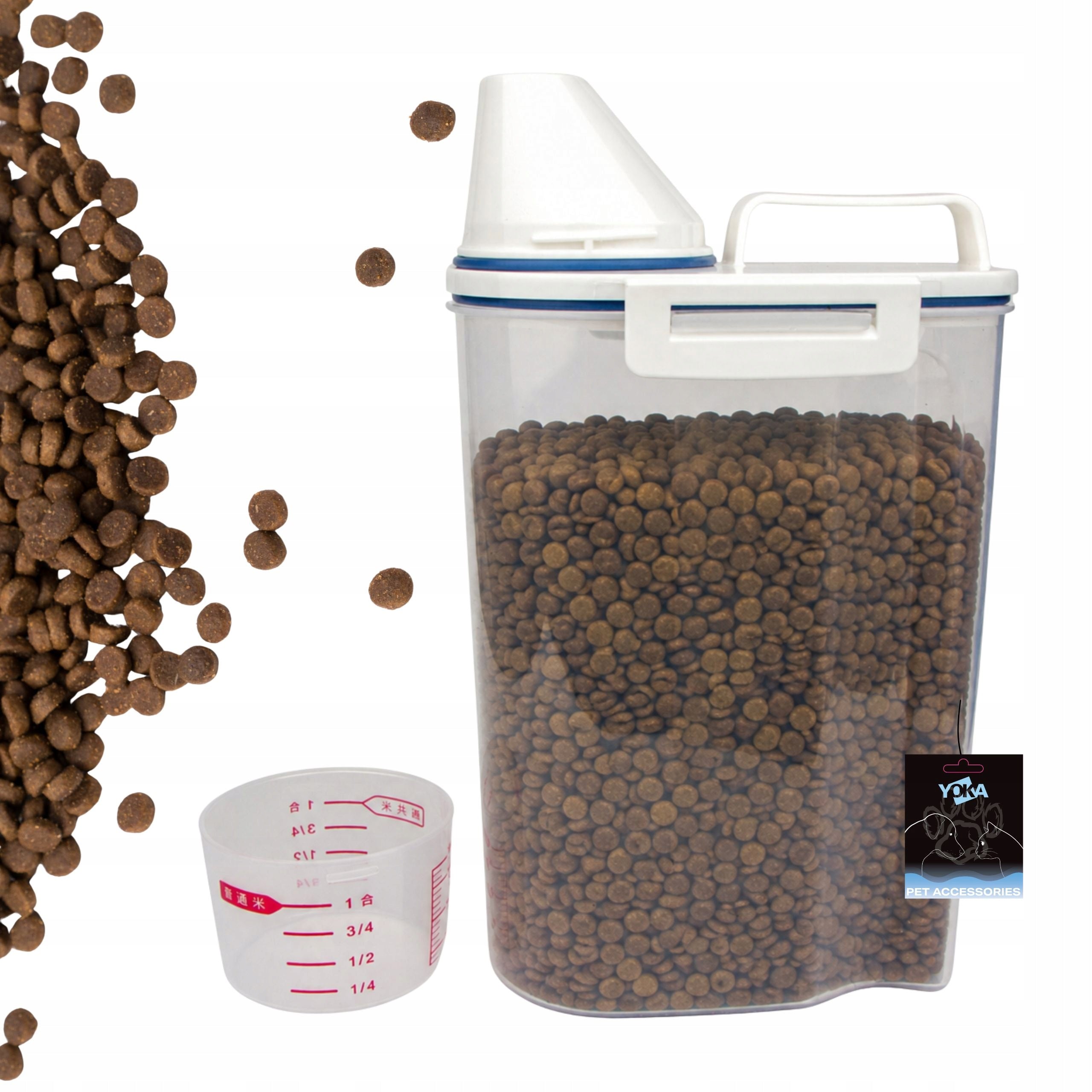 Dry cat food container with dispenser 2,3L + measuring cup