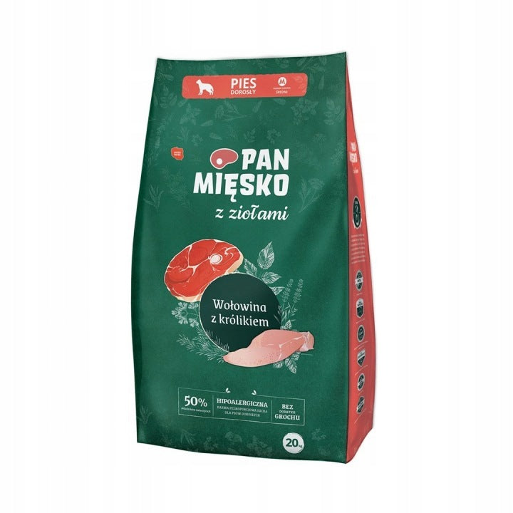 Dry dog food Pan Mięsko with Herbs BEEF RABBIT Medium breeds 20kg