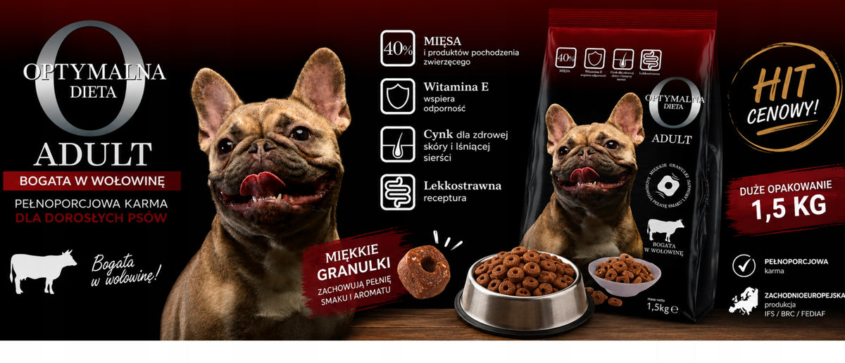 Dry dog food soft 6 x 1,5kg beef OPTIMAL 9 kg semi-moist Brand no brand