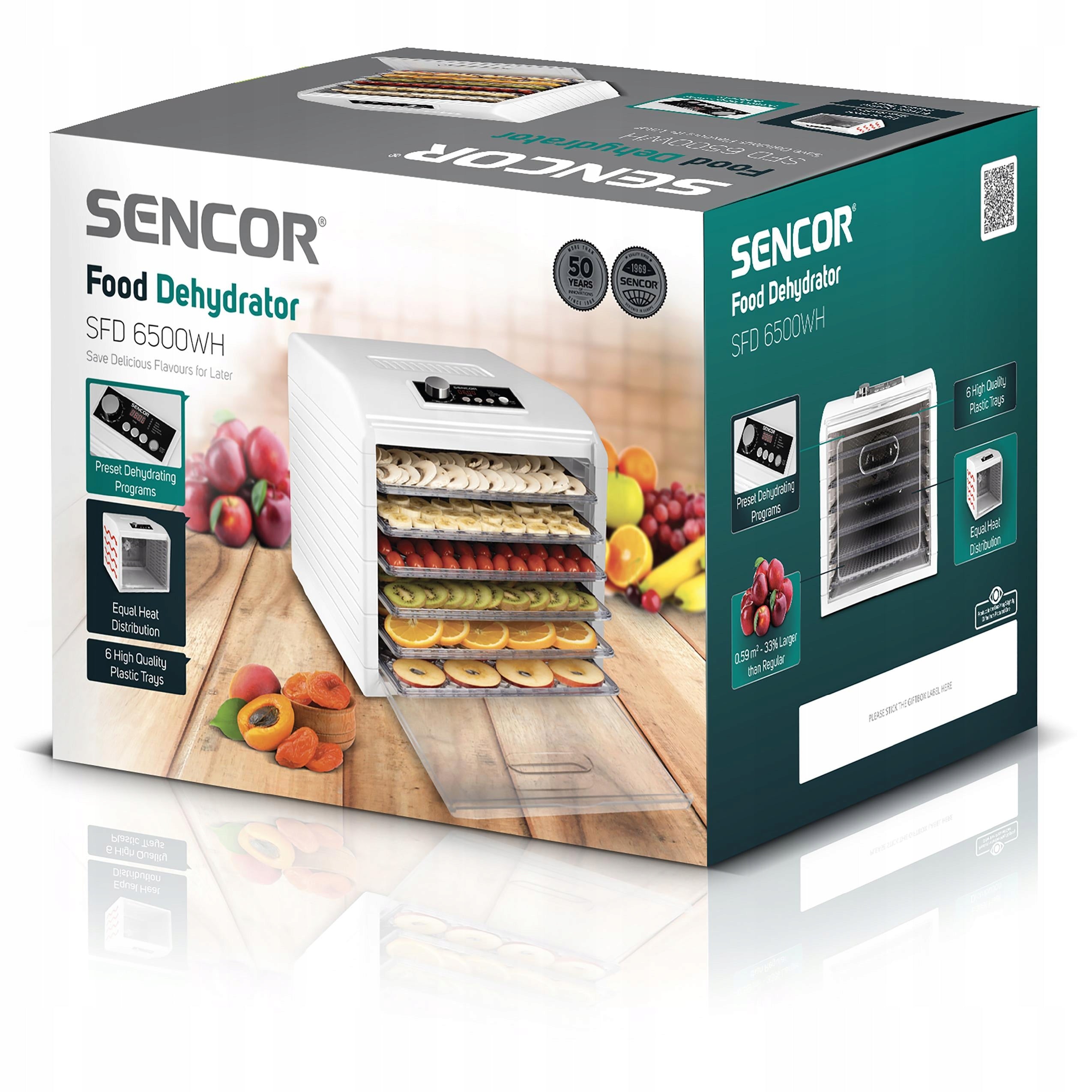 Dryer Food Dehydrator 500W for fruit and mushrooms SFD 6500WH Sencor Manufacturer code SFD 6500WH