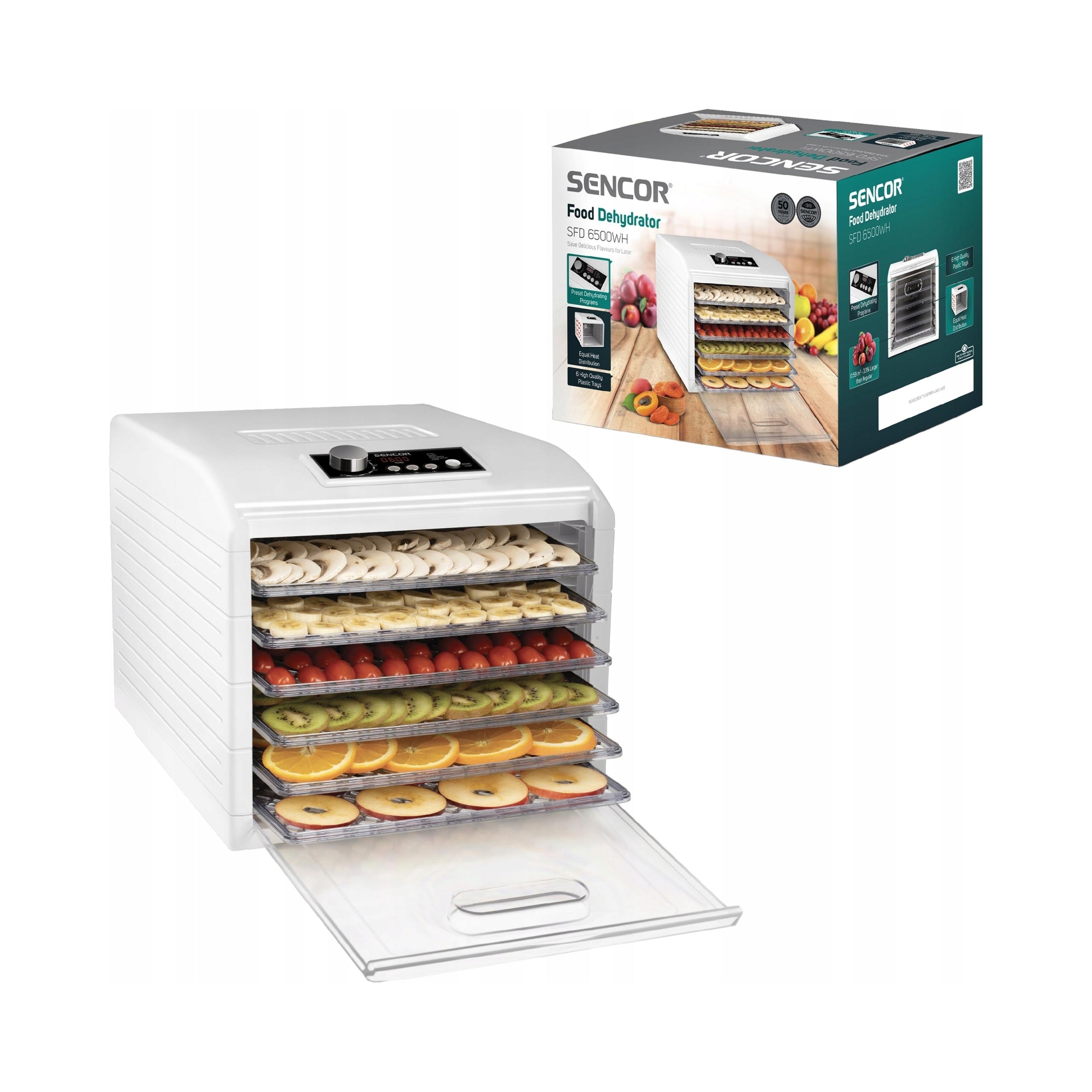 Dryer Food Dehydrator 500W for fruit and mushrooms SFD 6500WH Sencor