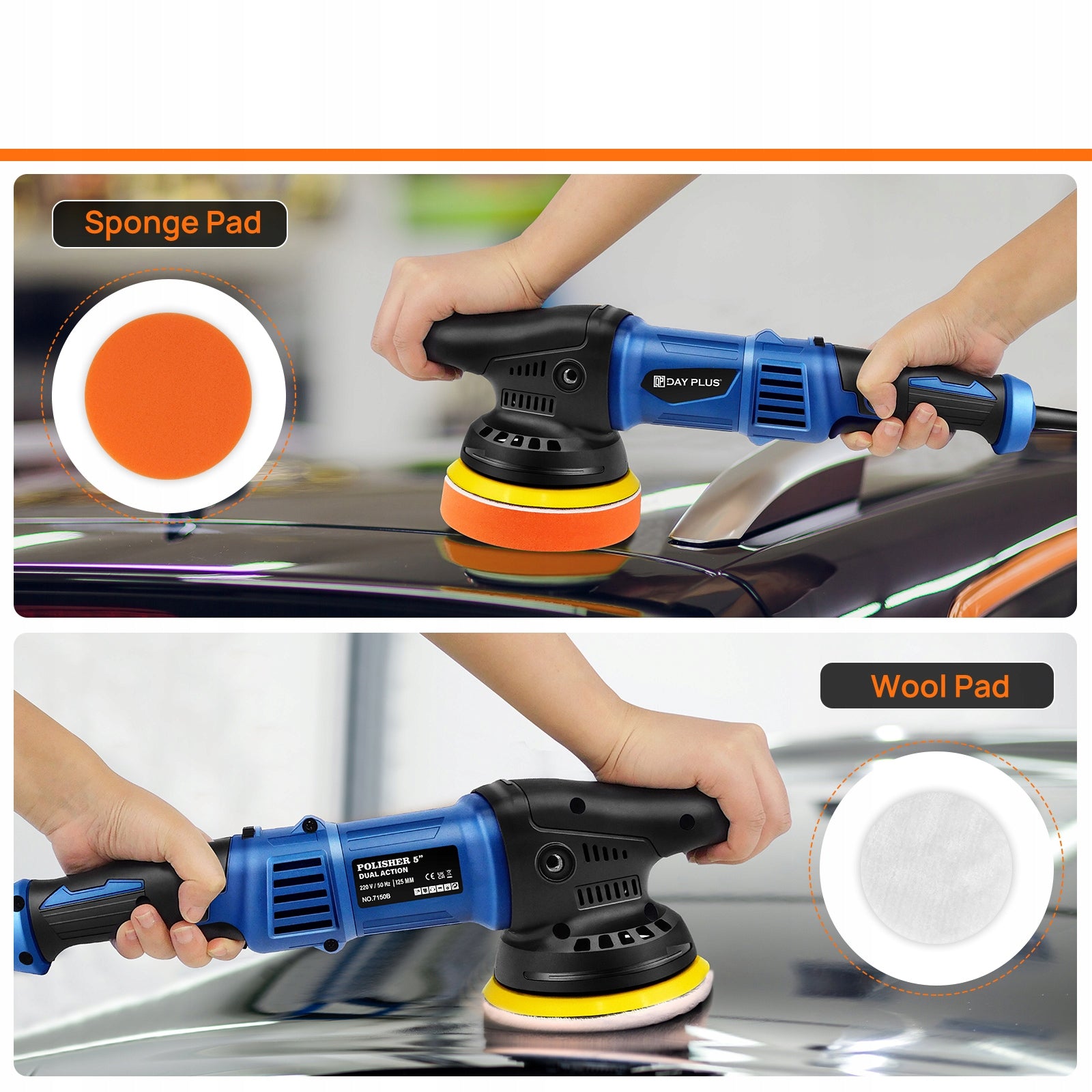 Dual Action Car Polisher 920W Random Orbital Polisher Waxing Machine Manufacturer code WZ-DAPGJ-YFH3