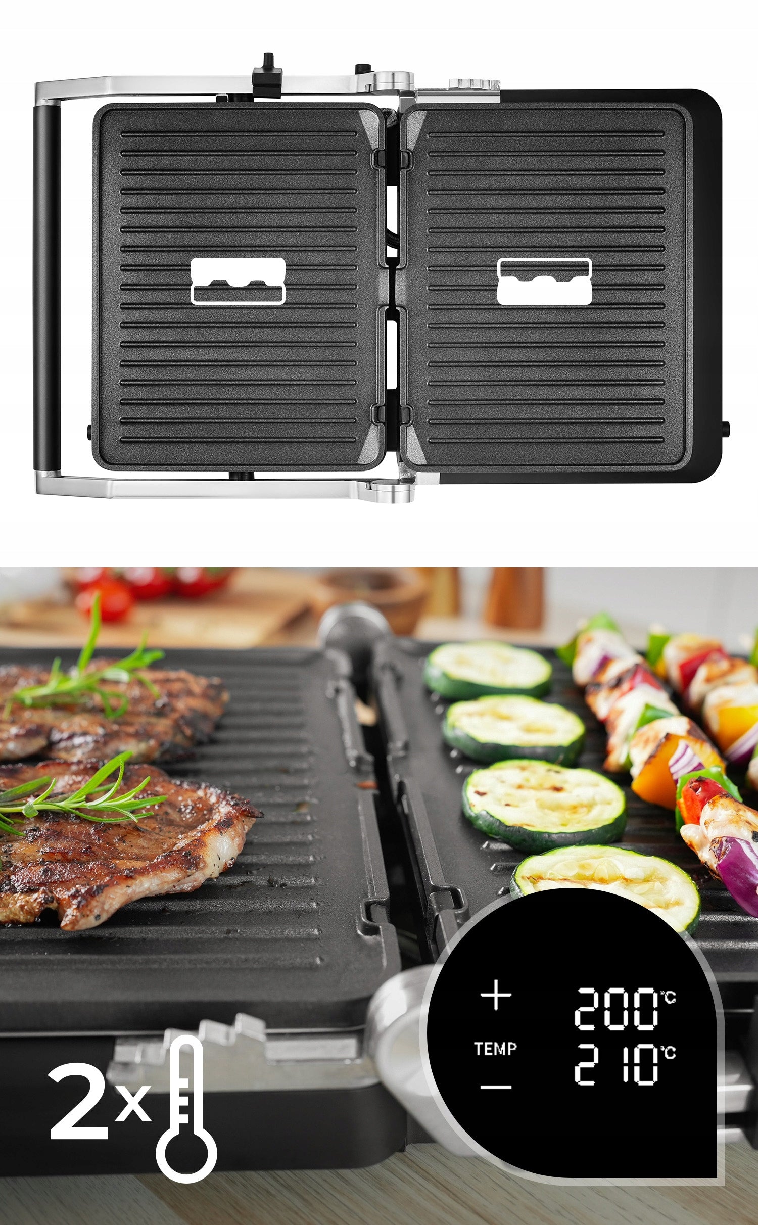 Dual Cook BBQ Folding Electric Grill, panini 2000 W Dominant color black