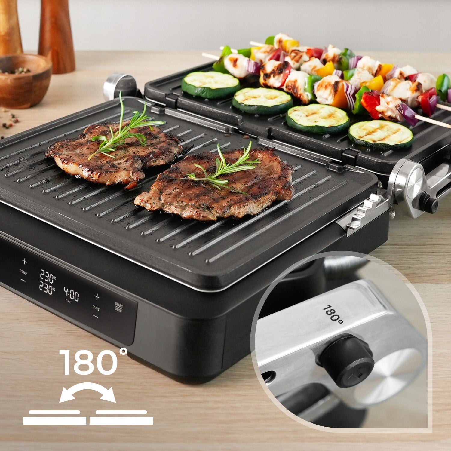 Dual Cook BBQ Folding Electric Grill, panini 2000 W Model Dual Cook
