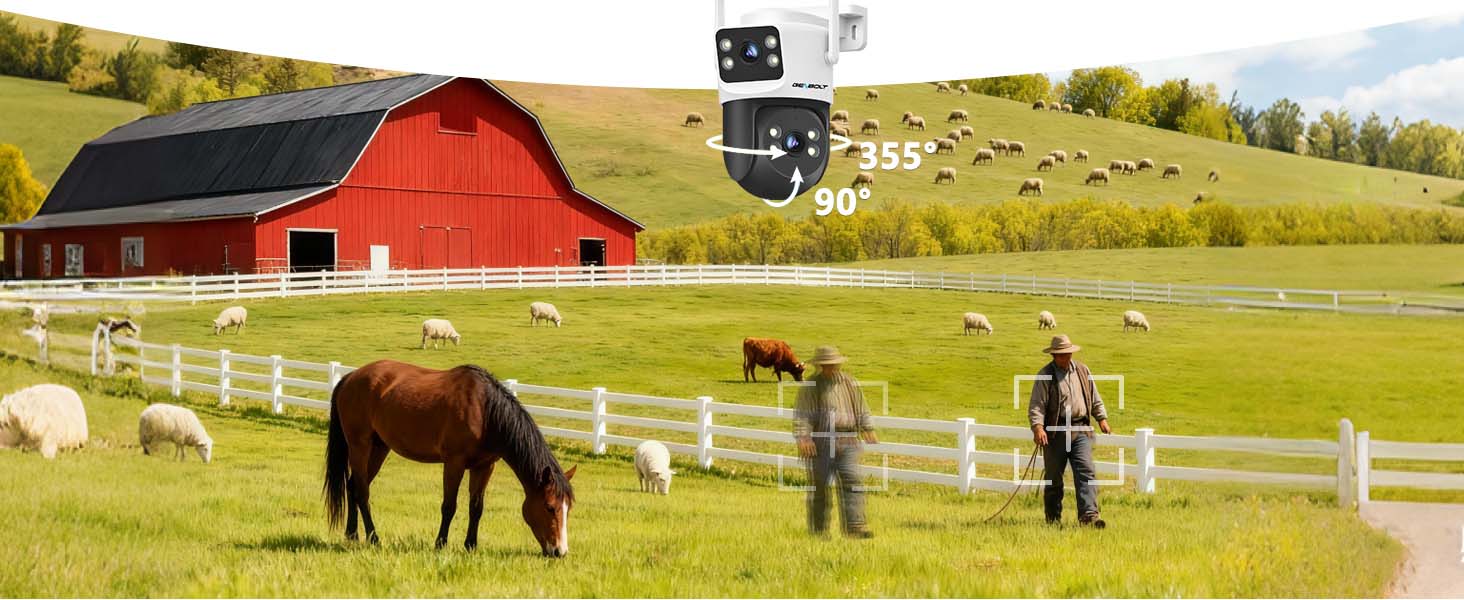 Dual Outdoor Camera 4MP 4G SIM GSM LTE Rotary Home Monitor POE 24/7 Record Model GB201H-4G