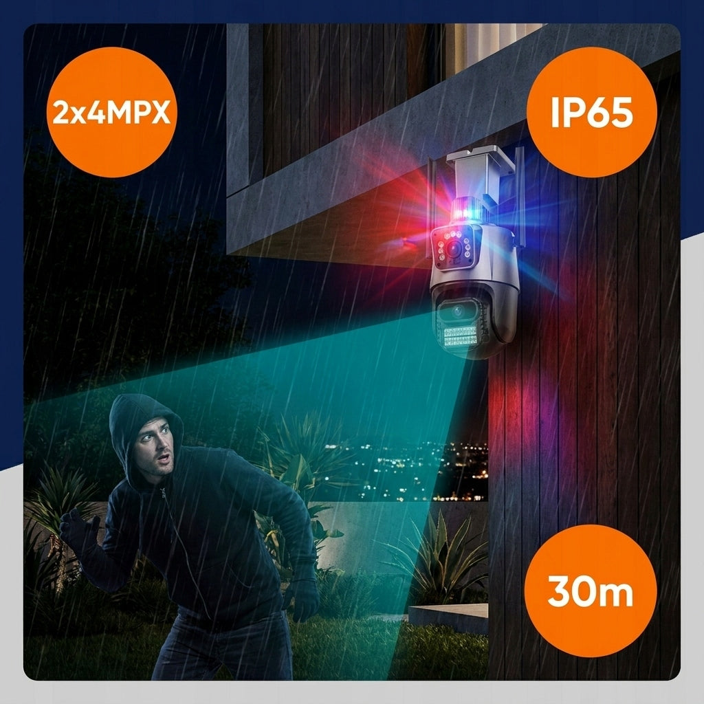 Dual Outdoor WIFI CAMERA Rotating IP ALARM APP ZOOM DETECTION Model Kamera Podwójna WiFi Aplikacja