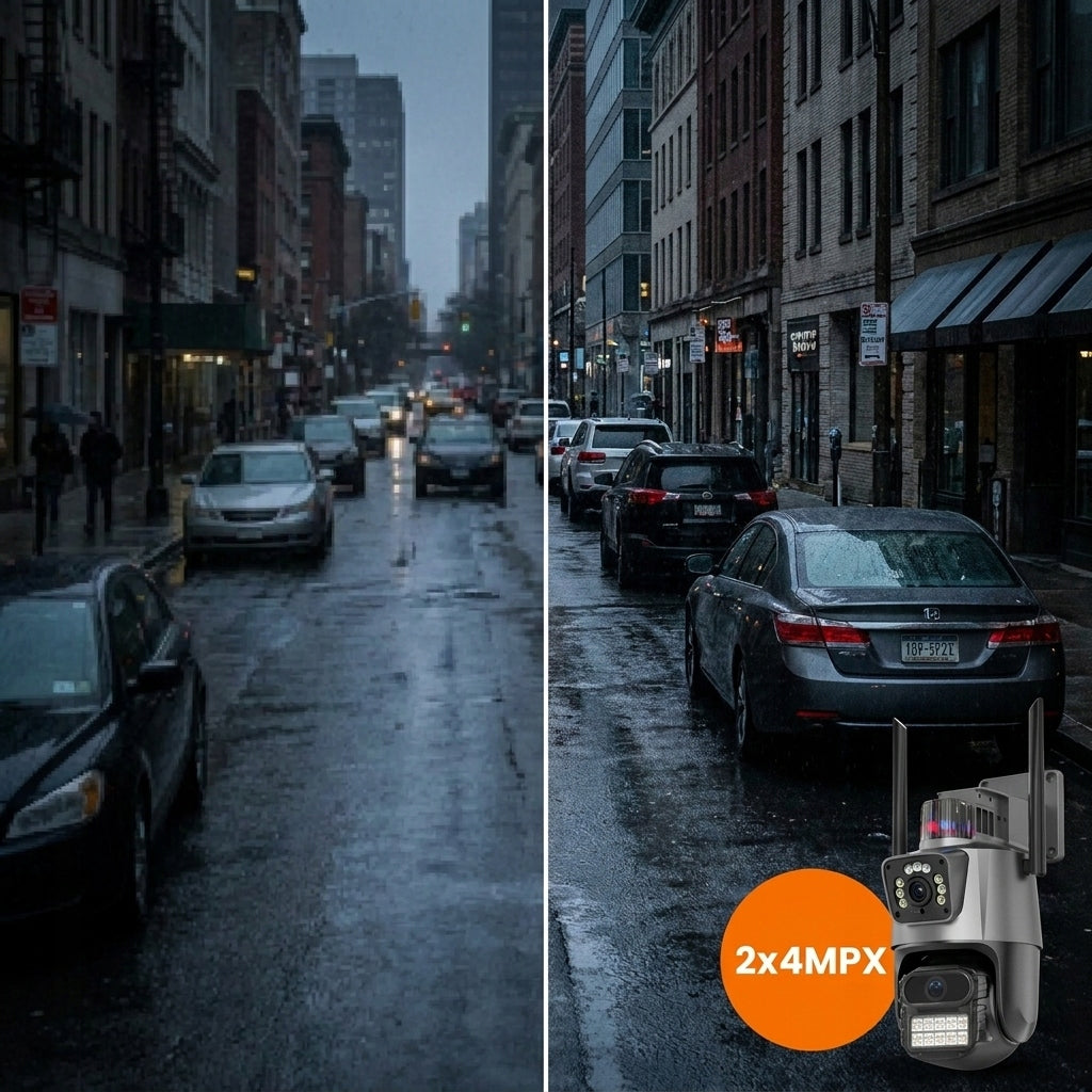 Dual Outdoor WIFI CAMERA Rotating IP ALARM APP ZOOM DETECTION Product weight with unit packaging 1 kg