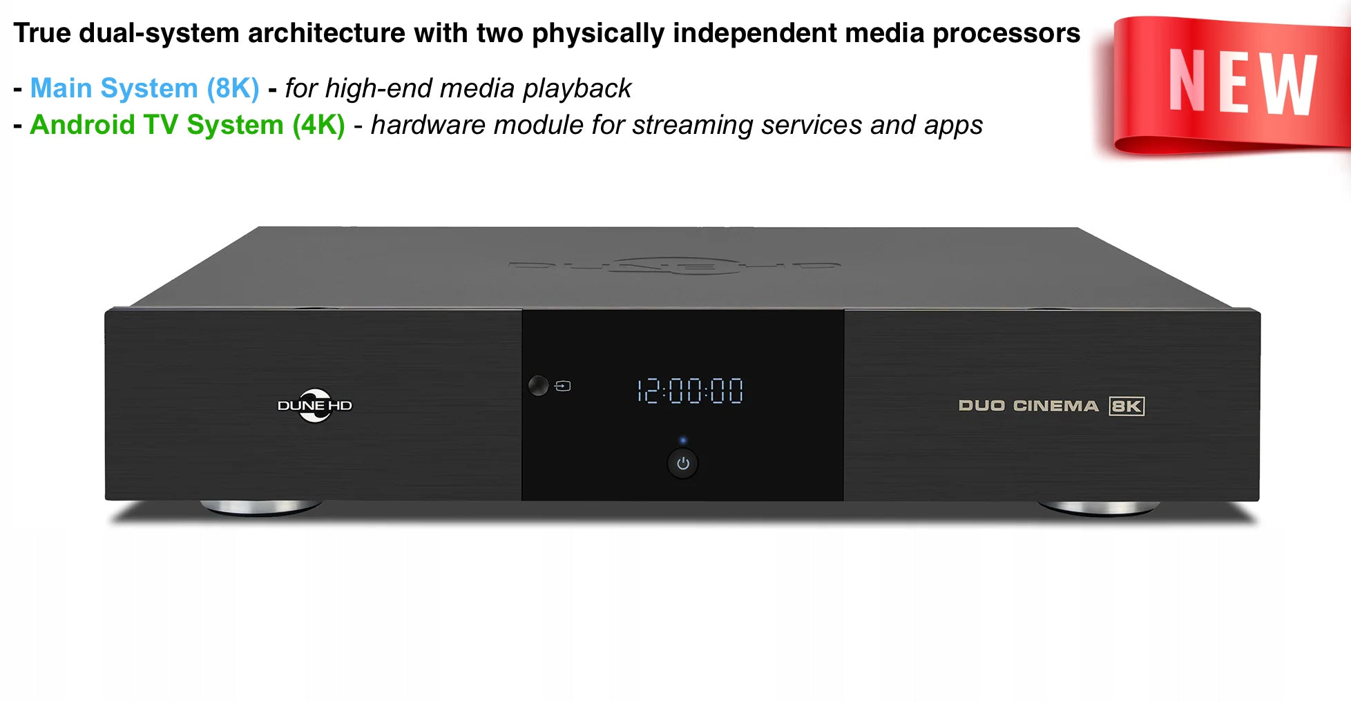 Dune HD Duo Cinema 8K, Premium Size 43" Media Player, Dual System, 12/96 Packaging status original