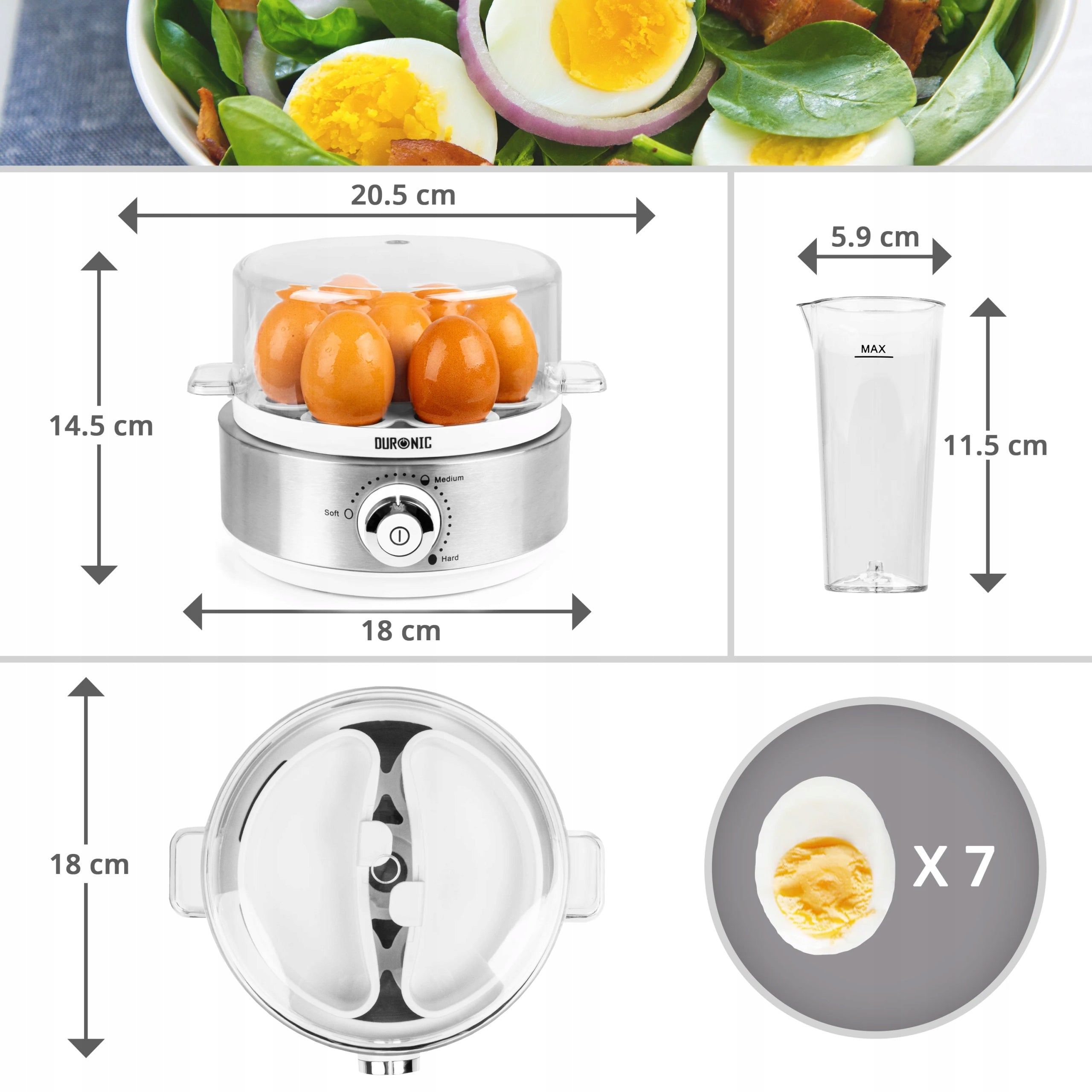 Duronic EB40 WE Egg Cooker 400W 7 eggs at a time + omelets Brand Duronic