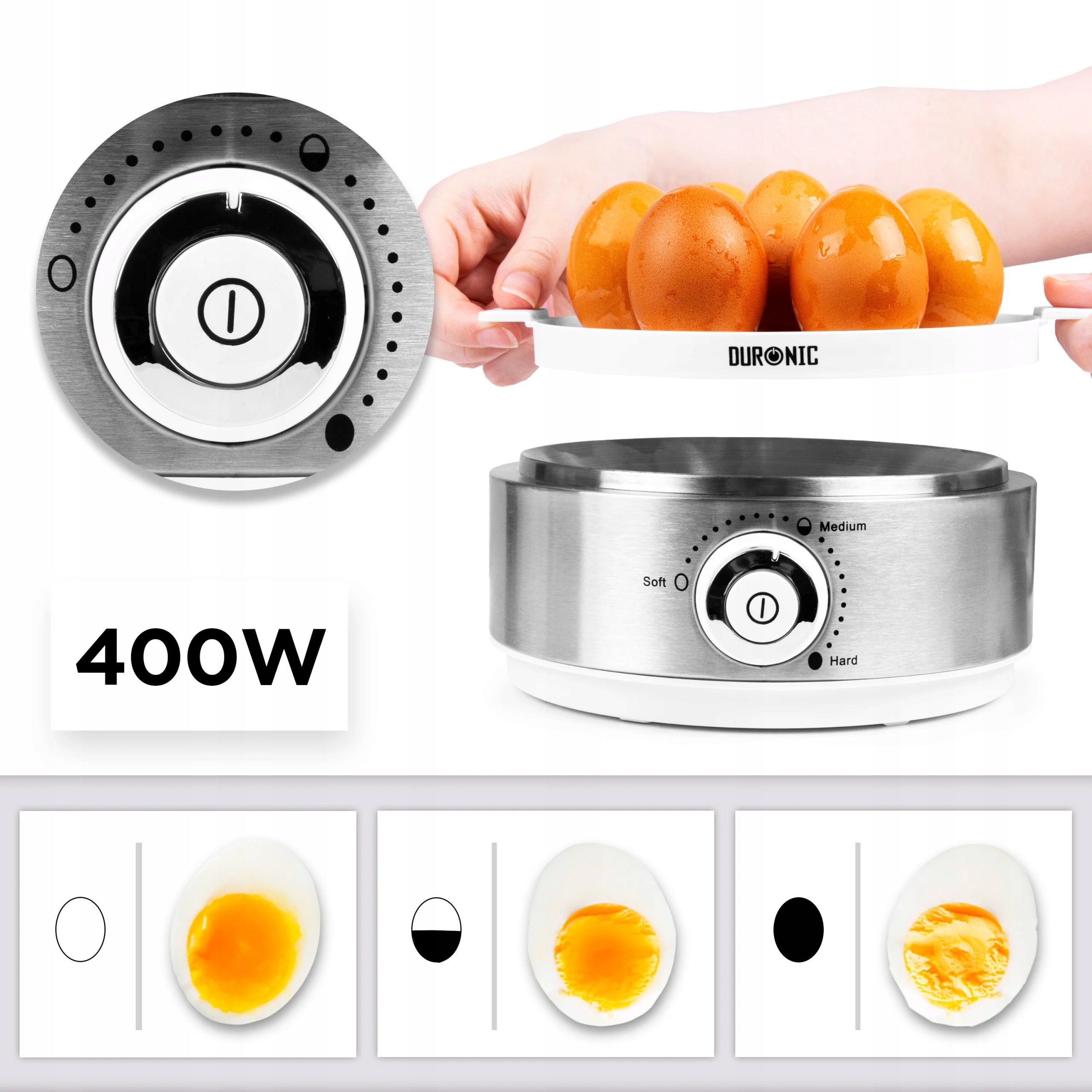 Duronic EB40 WE Egg Cooker 400W 7 eggs at a time + omelets Dominant color white