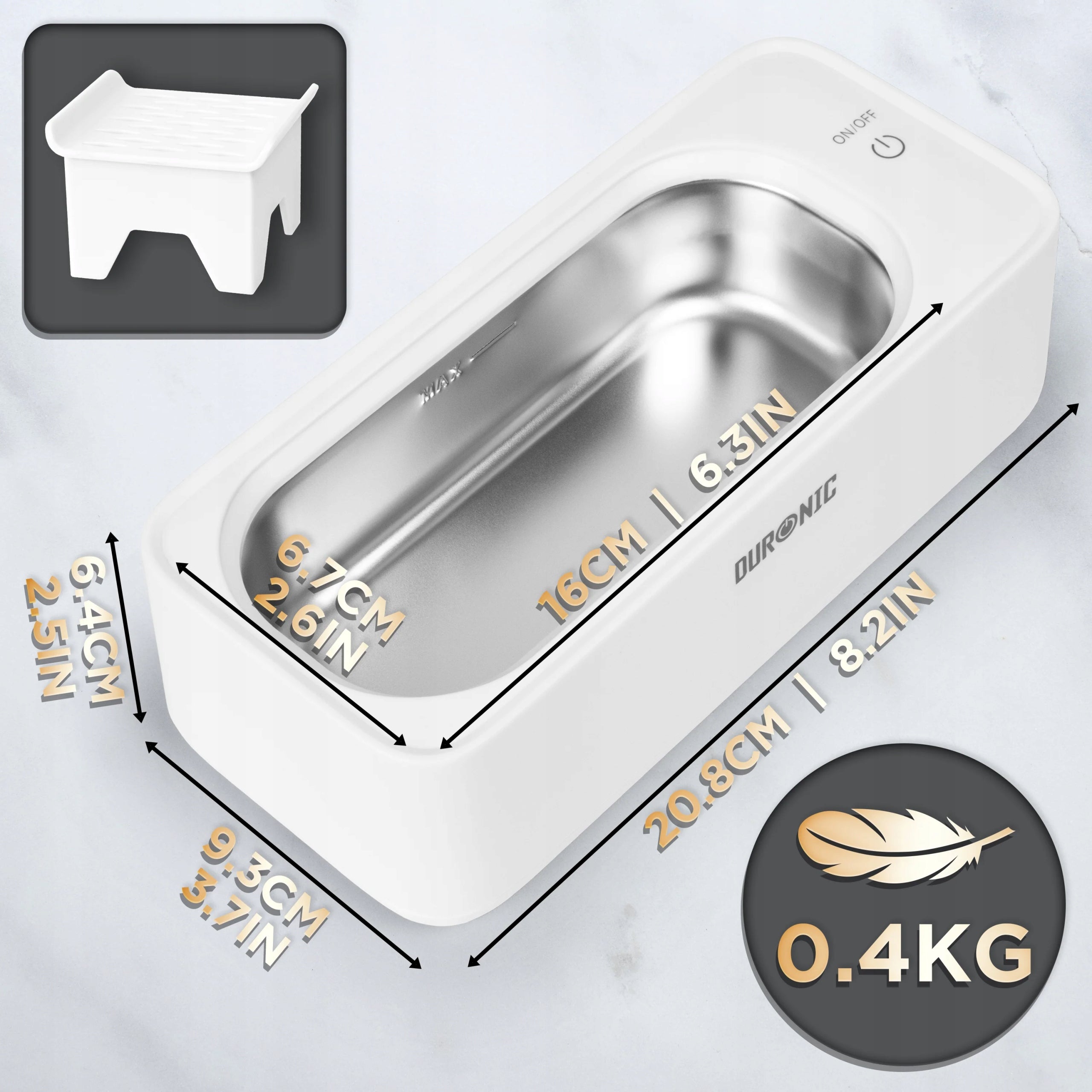 Duronic UC30 Ultrasonic Cleaner 18W Cosmetic Sterilizer 3 min 300ml Color white