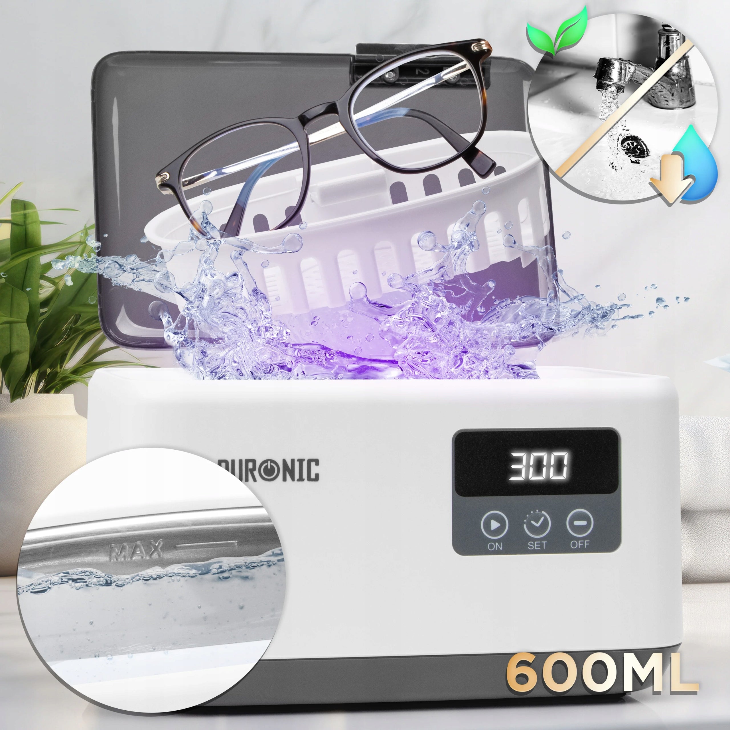 Duronic UC60 Ultrasonic Cleaner 50W for Cosmetic Sterilizer 600ml Batteries included no