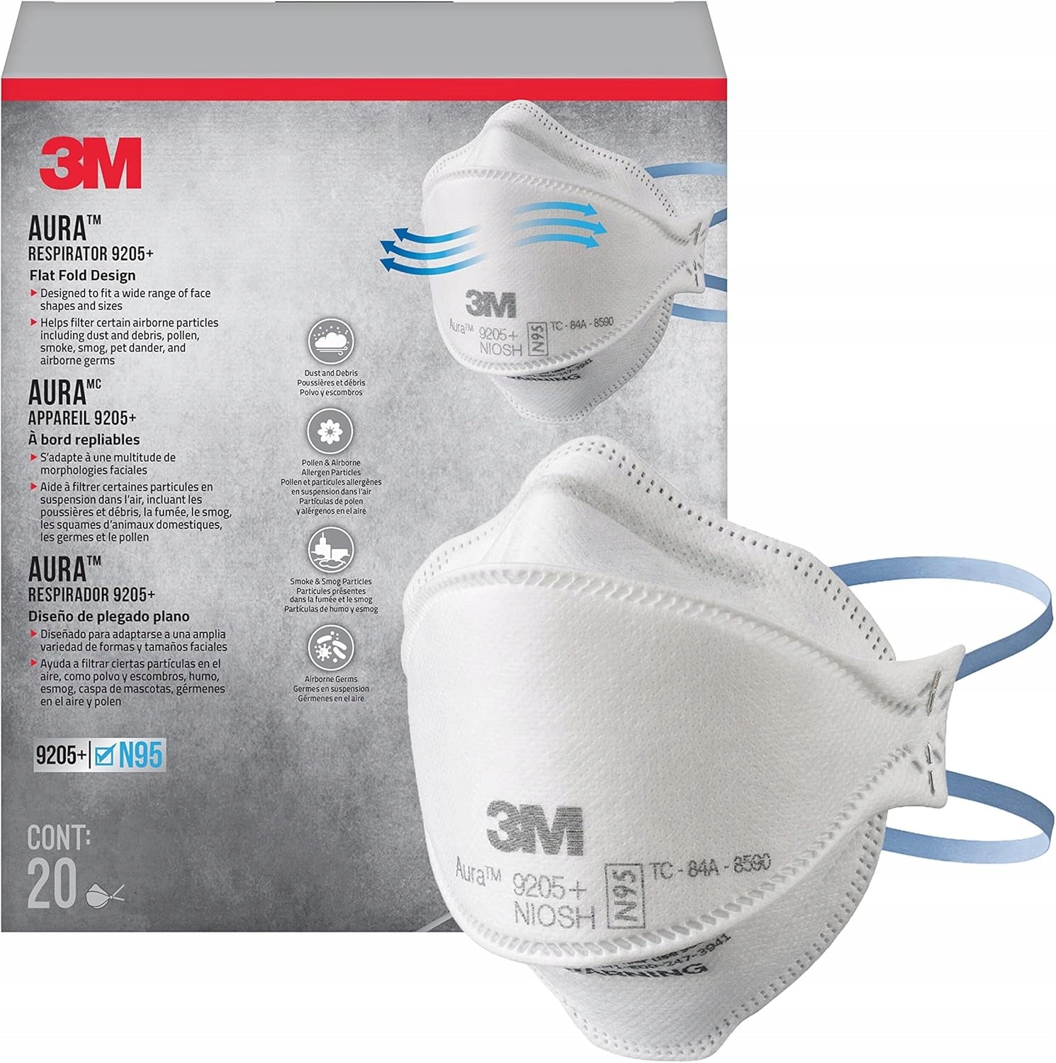 Dust mask 3M Aura respirator 9205+ mask 20sz