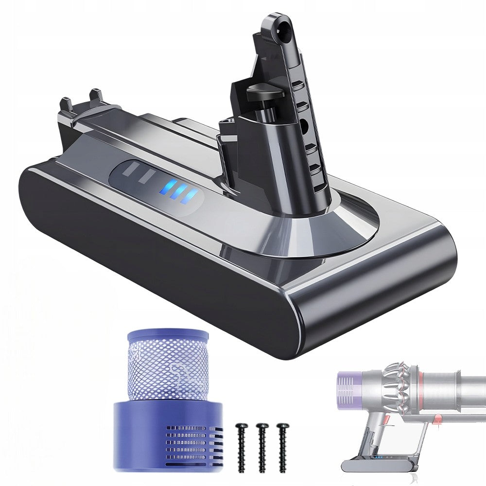 Dyson Vacuum Cleaner Battery V10 REPLACEMENT Battery 25,2V 6000mAh + Filter